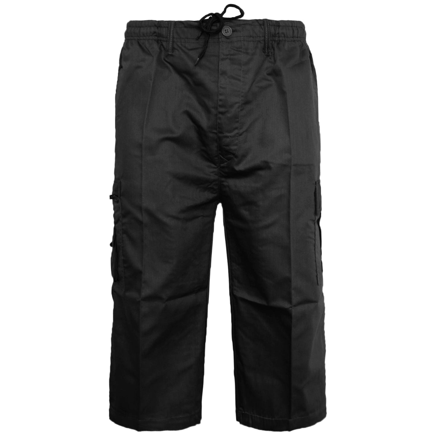 MENS 3/4 CARGO SHORTS THREE QUARTER LENGTH COMBAT CASUAL SUMMER LIGHTWEIGHT POLY COTTON WORKWEAR ELASTIC WAIST BIG SIZES S-5XL