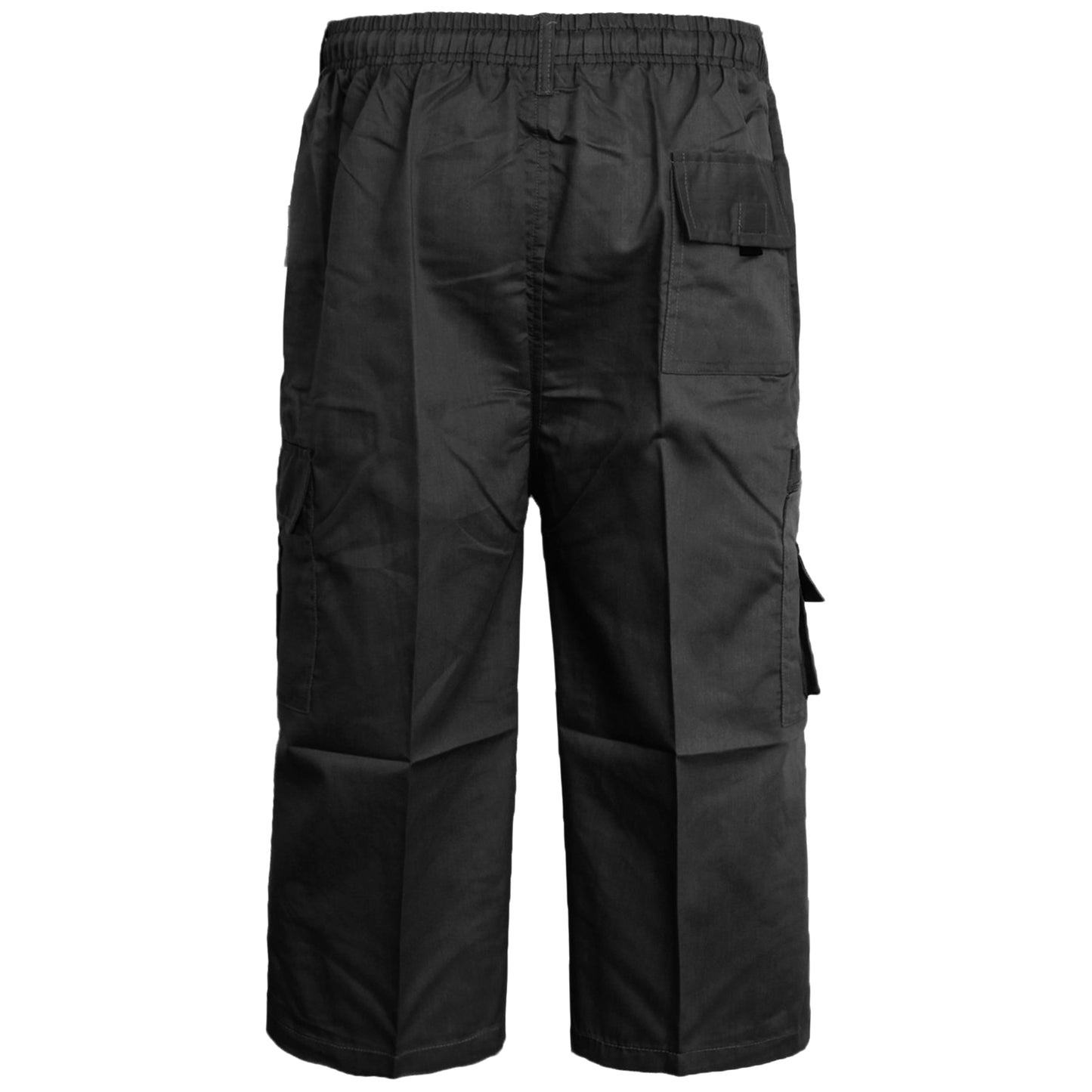 MENS 3/4 CARGO SHORTS THREE QUARTER LENGTH COMBAT CASUAL SUMMER LIGHTWEIGHT POLY COTTON WORKWEAR ELASTIC WAIST BIG SIZES S-5XL