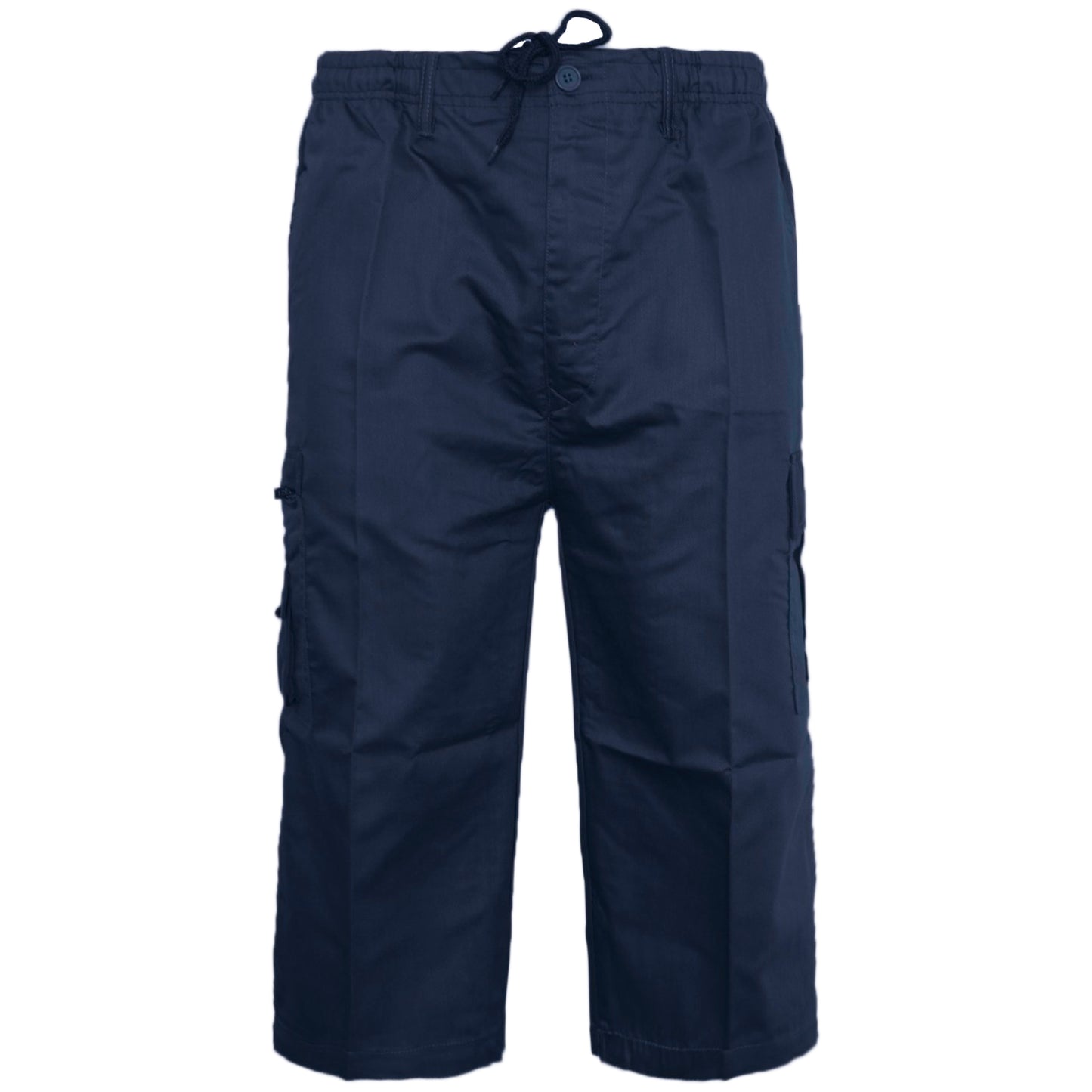 MENS 3/4 CARGO SHORTS THREE QUARTER LENGTH COMBAT CASUAL SUMMER LIGHTWEIGHT POLY COTTON WORKWEAR ELASTIC WAIST BIG SIZES S-5XL