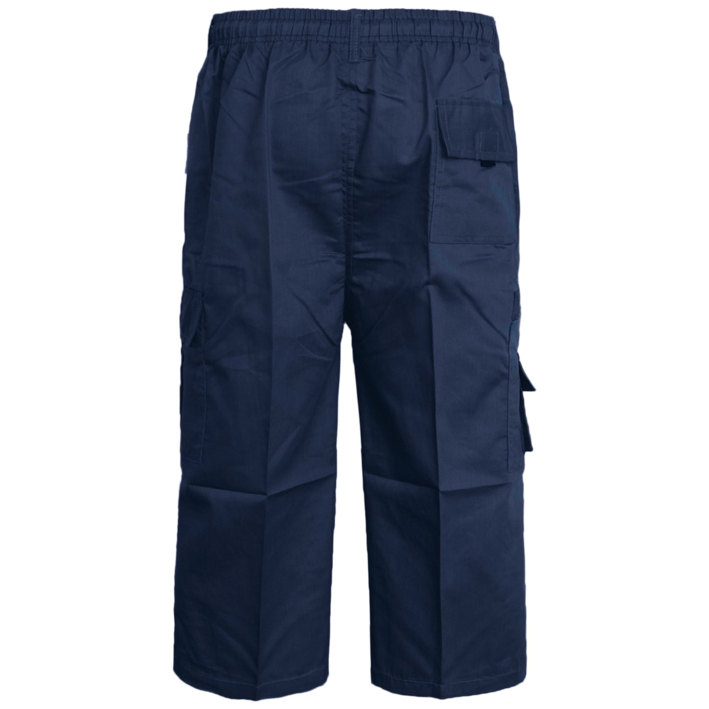 MENS 3/4 CARGO SHORTS THREE QUARTER LENGTH COMBAT CASUAL SUMMER LIGHTWEIGHT POLY COTTON WORKWEAR ELASTIC WAIST BIG SIZES S-5XL