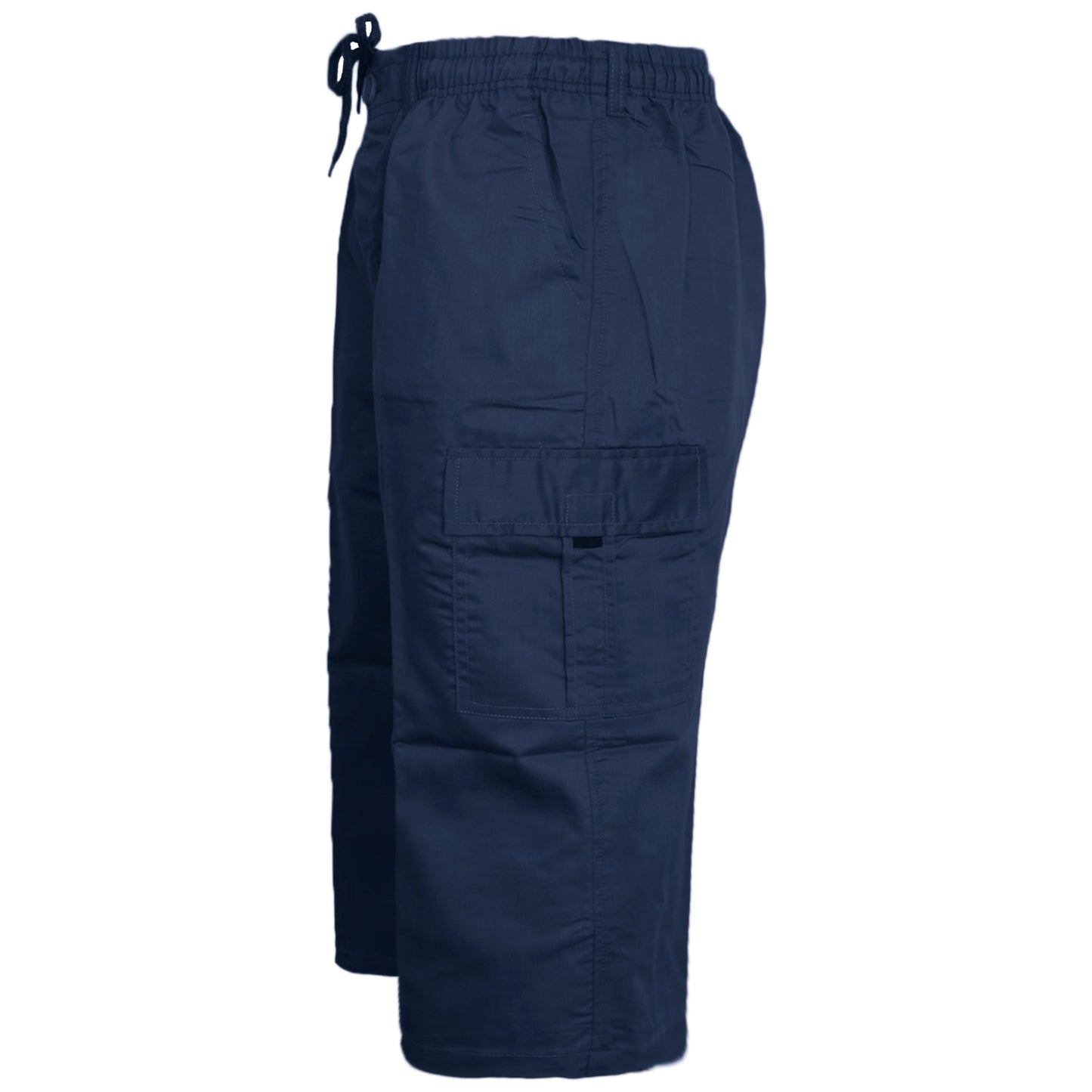 MENS 3/4 CARGO SHORTS THREE QUARTER LENGTH COMBAT CASUAL SUMMER LIGHTWEIGHT POLY COTTON WORKWEAR ELASTIC WAIST BIG SIZES S-5XL