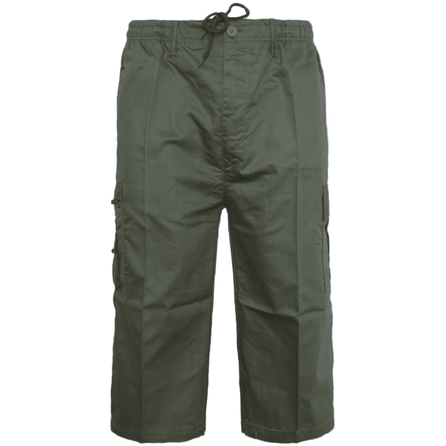 MENS 3/4 CARGO SHORTS THREE QUARTER LENGTH COMBAT CASUAL SUMMER LIGHTWEIGHT POLY COTTON WORKWEAR ELASTIC WAIST BIG SIZES S-5XL