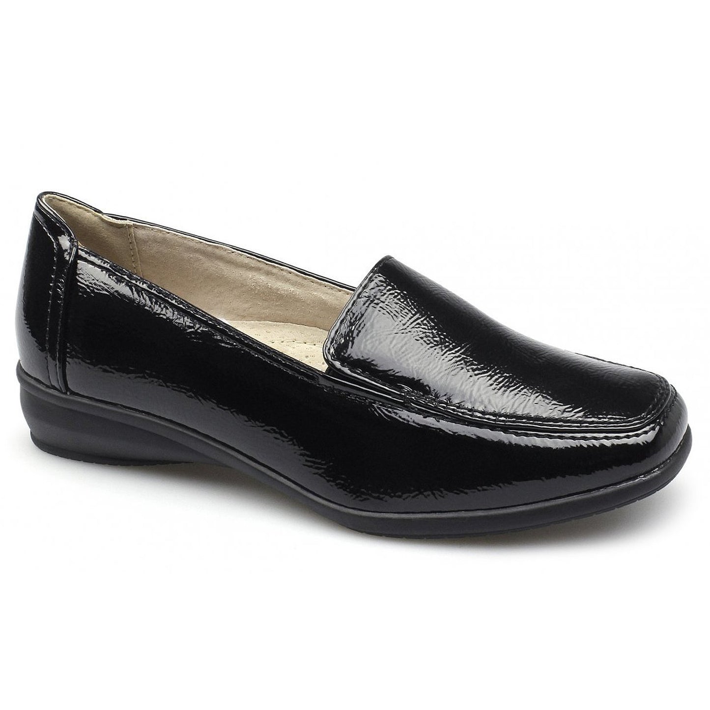 Dr Keller Womens Wide Fitting Shoes Ladies Lightweight Moccasin Flat Low Wedge Comfort Fit Smart Casual Formal Office Work Leather Lined Light Weight Loafer Wider Fit Slip On Shoe Size 3-8