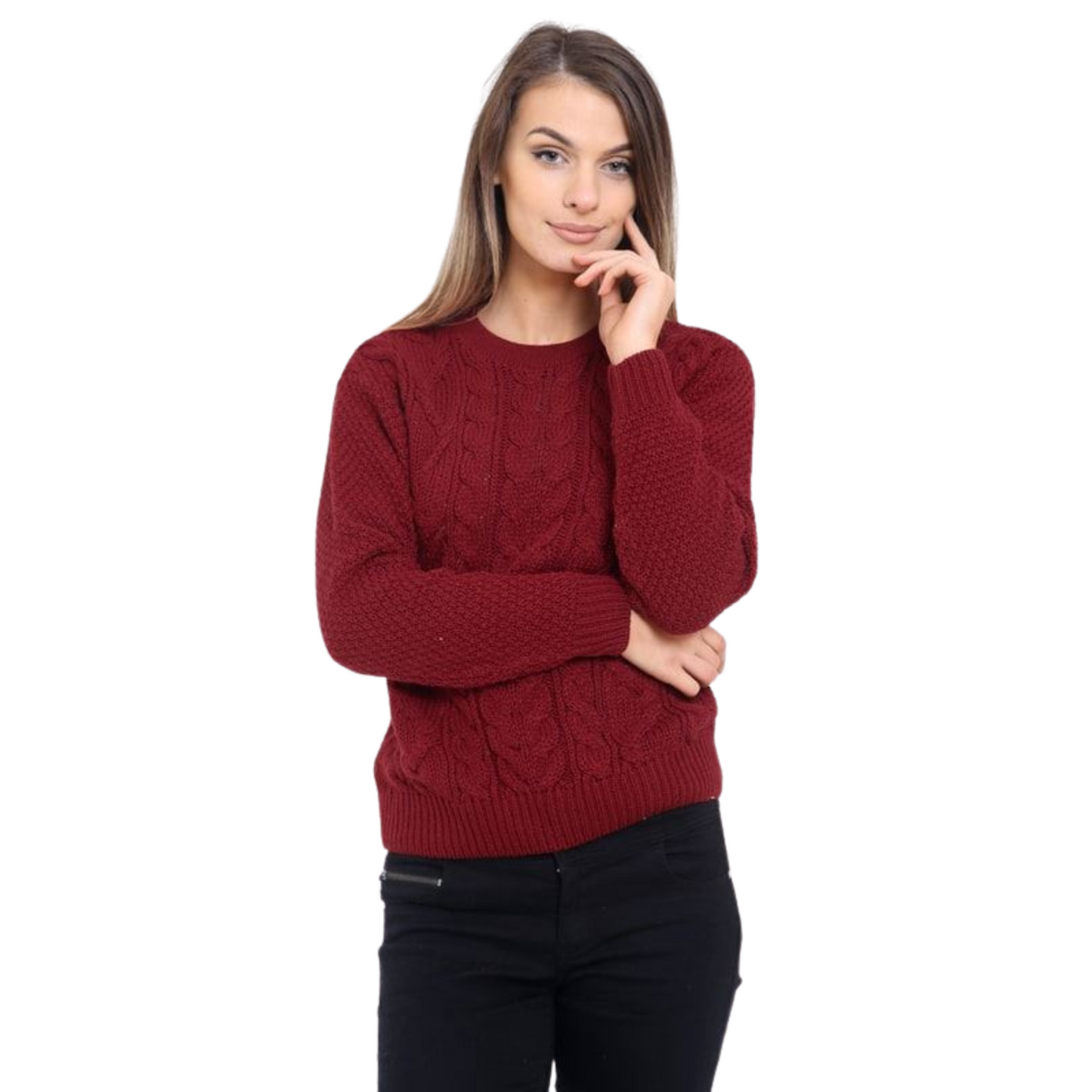 WOMENS JUMPER LADIES CABLE KNIT OVERSIZED SWEATER LONG SLEEVE CREW NECK VINTAGE PULLOVER WINTER WARM CASUAL KNITTED TOP