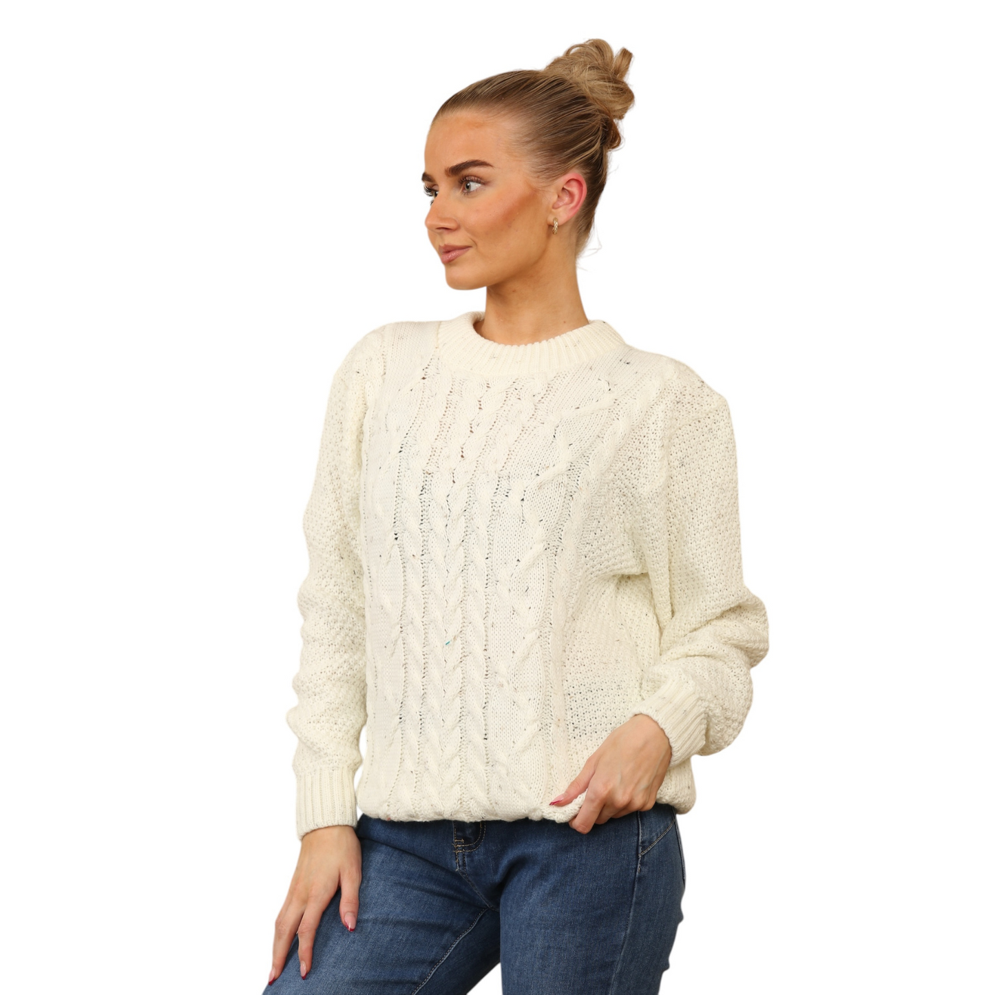 WOMENS JUMPER LADIES CABLE KNIT OVERSIZED SWEATER LONG SLEEVE CREW NECK VINTAGE PULLOVER WINTER WARM CASUAL KNITTED TOP