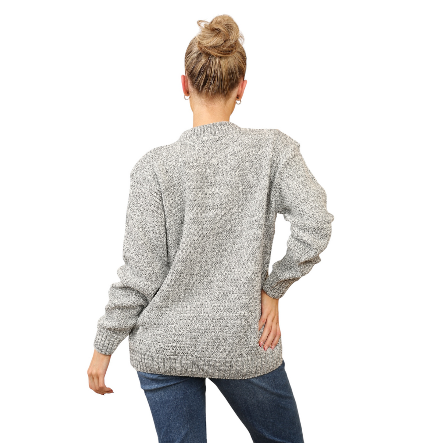 WOMENS JUMPER LADIES CABLE KNIT OVERSIZED SWEATER LONG SLEEVE CREW NECK VINTAGE PULLOVER WINTER WARM CASUAL KNITTED TOP