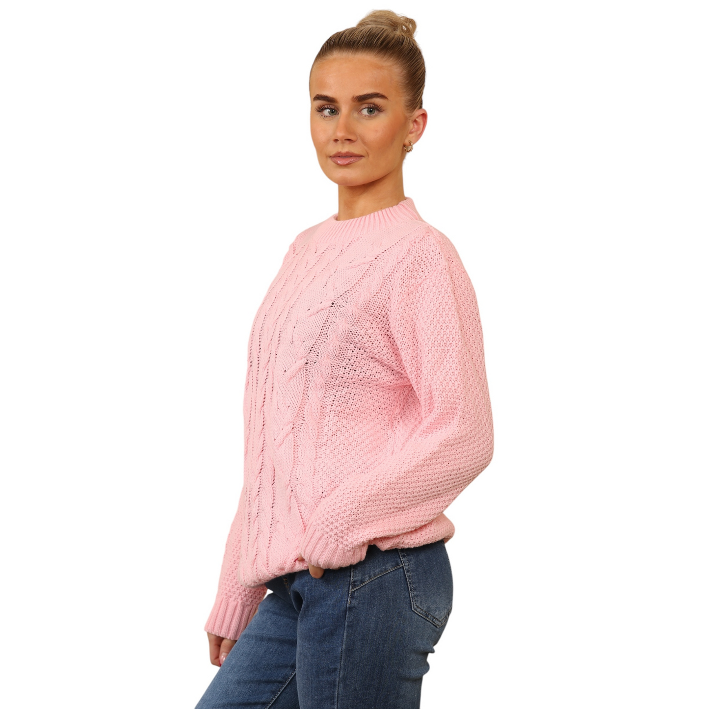 WOMENS JUMPER LADIES CABLE KNIT OVERSIZED SWEATER LONG SLEEVE CREW NECK VINTAGE PULLOVER WINTER WARM CASUAL KNITTED TOP