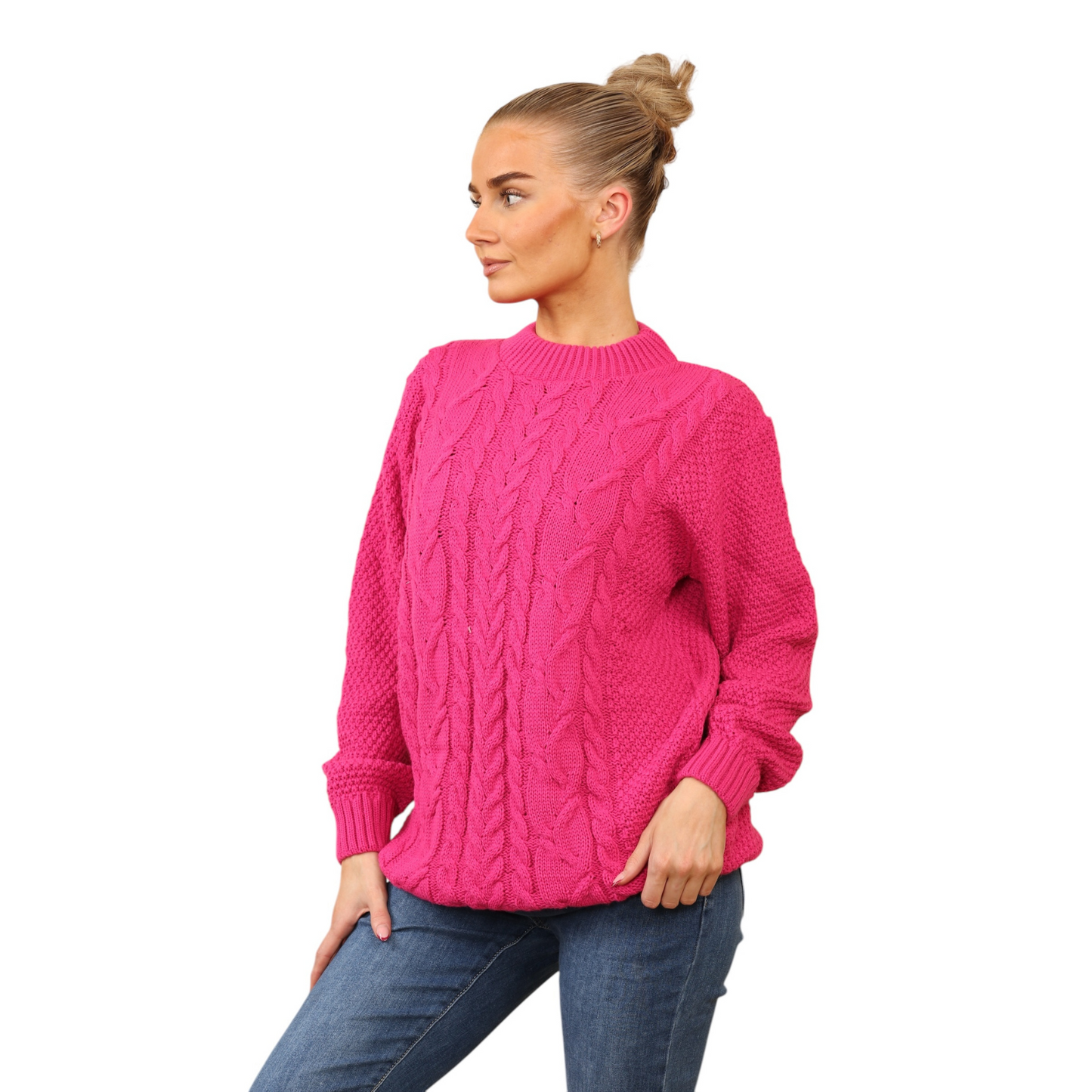 WOMENS JUMPER LADIES CABLE KNIT OVERSIZED SWEATER LONG SLEEVE CREW NECK VINTAGE PULLOVER WINTER WARM CASUAL KNITTED TOP