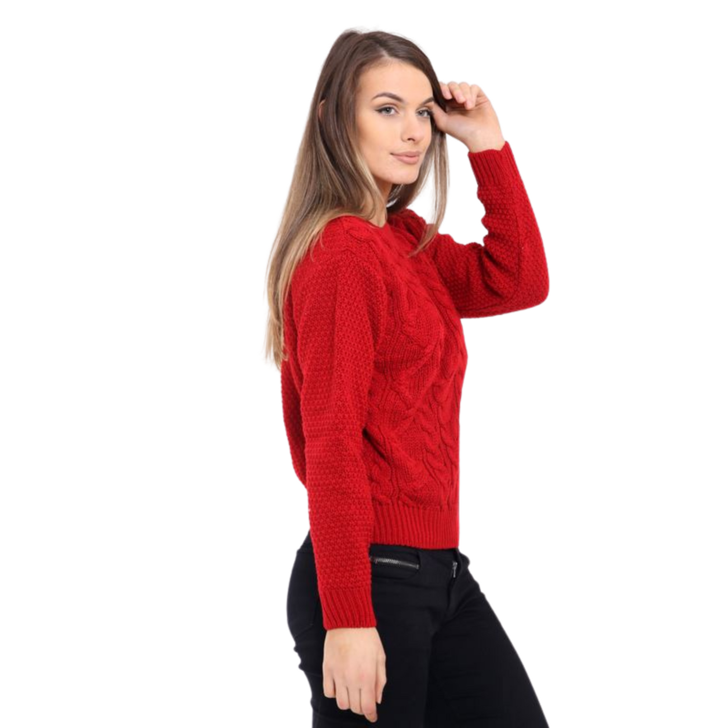 WOMENS JUMPER LADIES CABLE KNIT OVERSIZED SWEATER LONG SLEEVE CREW NECK VINTAGE PULLOVER WINTER WARM CASUAL KNITTED TOP