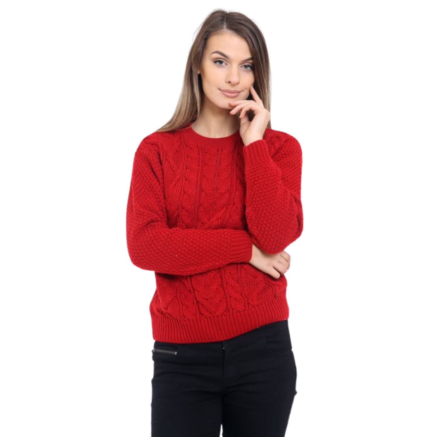 WOMENS JUMPER LADIES CABLE KNIT OVERSIZED SWEATER LONG SLEEVE CREW NECK VINTAGE PULLOVER WINTER WARM CASUAL KNITTED TOP