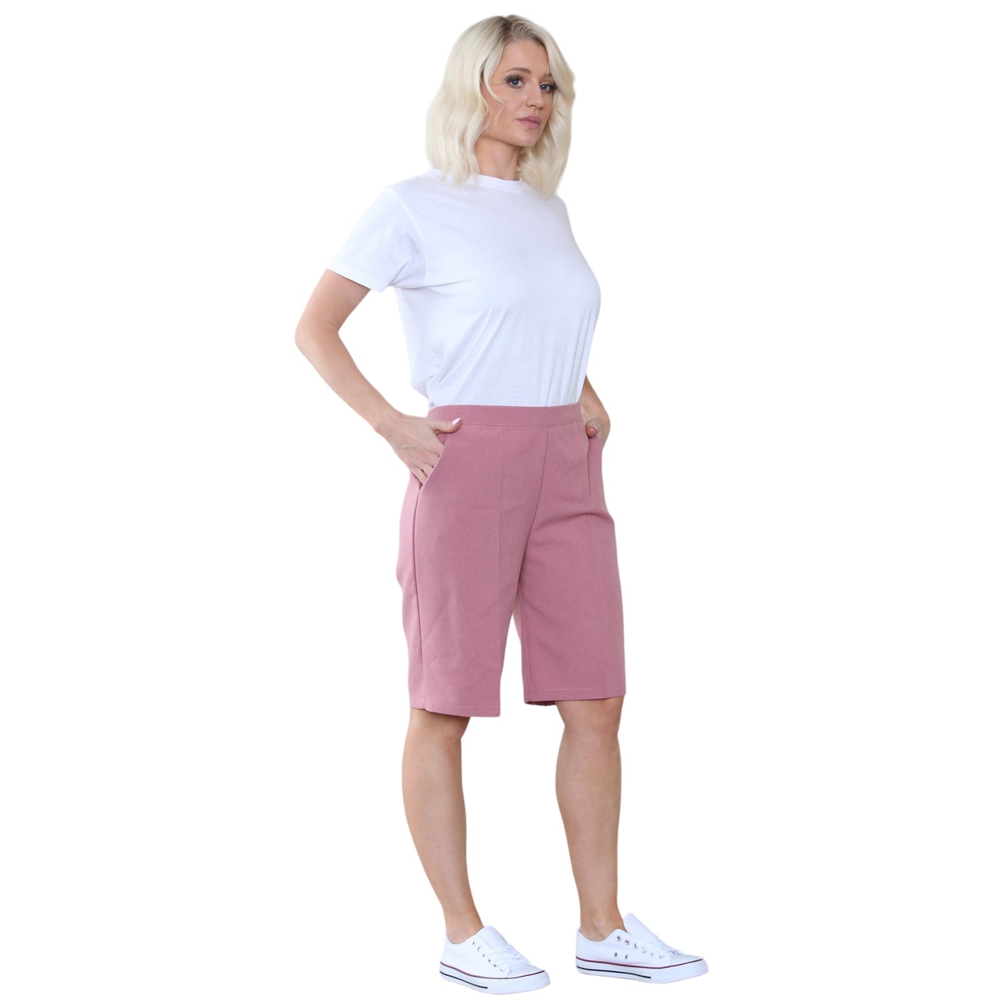 PACK OF 2 WOMENS SHORTS LADIES CAPRI CROPPED STRETCH SUMMER SHORTS ELASTIC WAIST GYM RUNNING CASUAL BEACH JOGGERS HOLIDAY LOUNGEWEAR SIZE 10 TO 24