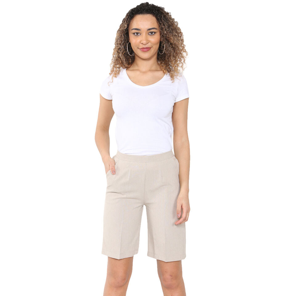 LADIES SHORTS WOMENS HALF ELASTICATED WAIST SUMMER PANTS SPORTS CASUAL BOTTOMS