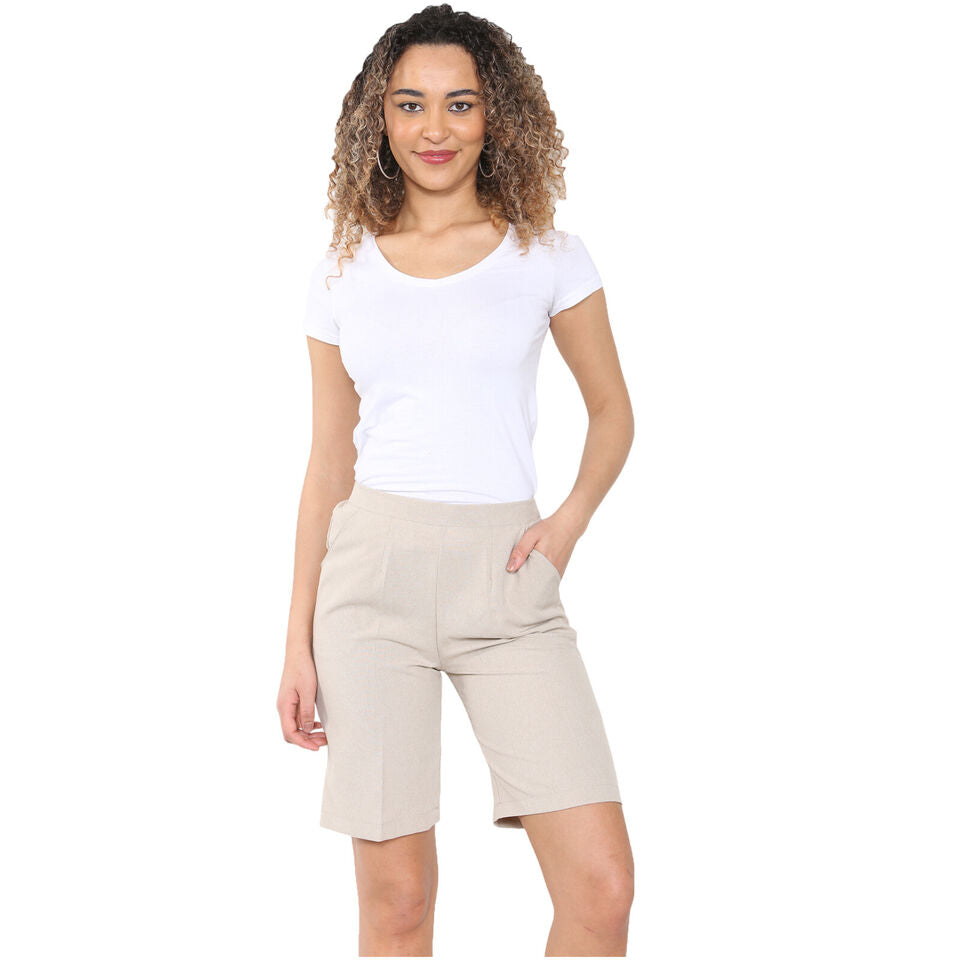 LADIES SHORTS WOMENS HALF ELASTICATED WAIST SUMMER PANTS SPORTS CASUAL BOTTOMS