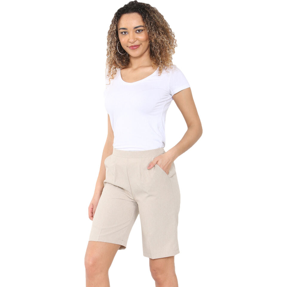 LADIES SHORTS WOMENS HALF ELASTICATED WAIST SUMMER PANTS SPORTS CASUAL BOTTOMS