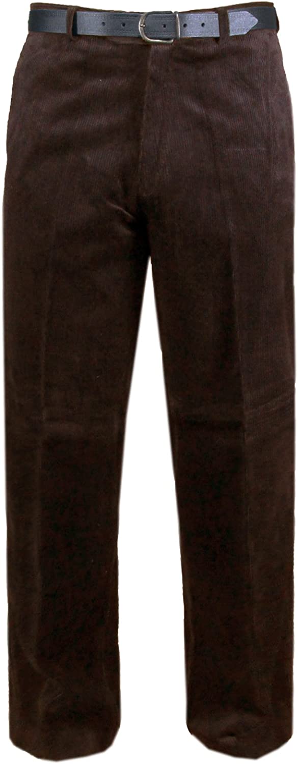 MENS CORDUROY CORD TROUSERS COTTON FORMAL CASUAL SMART BIG PLUS BELT POCKET PANT SIZE 44" to 50"