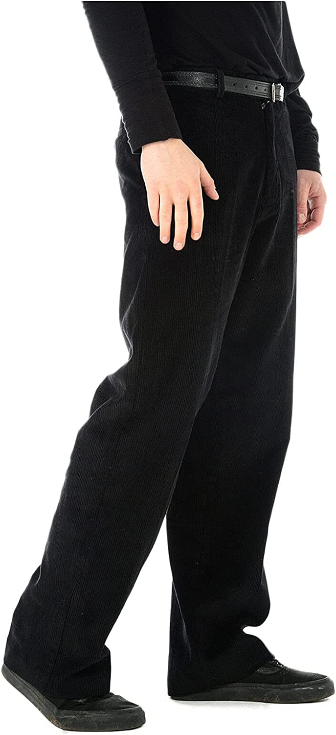 MENS CORDUROY COTTON TROUSERS SMART CASUAL FORMAL PANTS BIG PLUS SIZE COMFORT FIT BELT LOOPS POCKET STYLE OFFICE WORKWEAR 30 TO 42 INCH