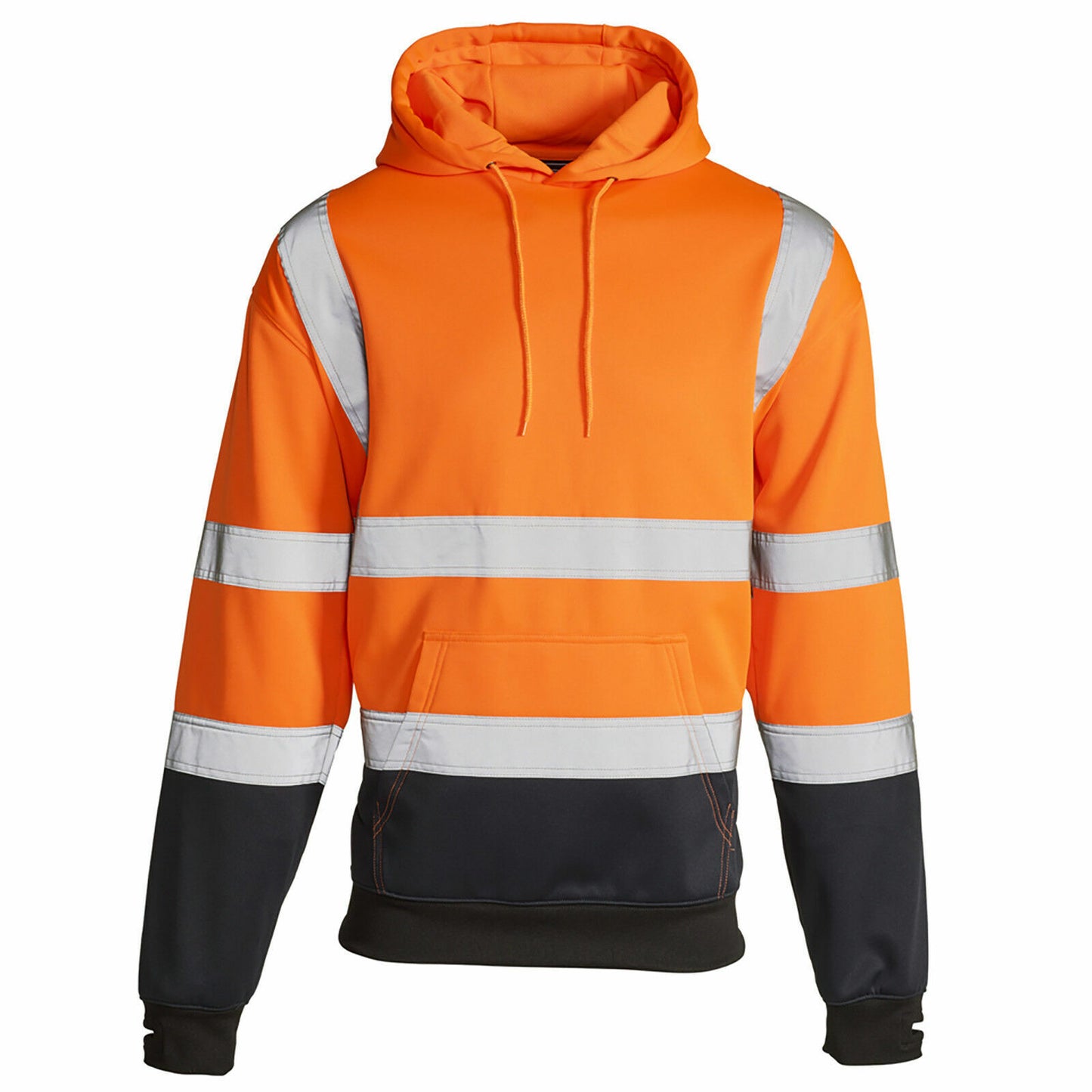 HI VIS VIZ 2 TONE HOODED SWEATSHIRT HOODIE REFLECTIVE WORK WEAR HOODY TOP JACKET