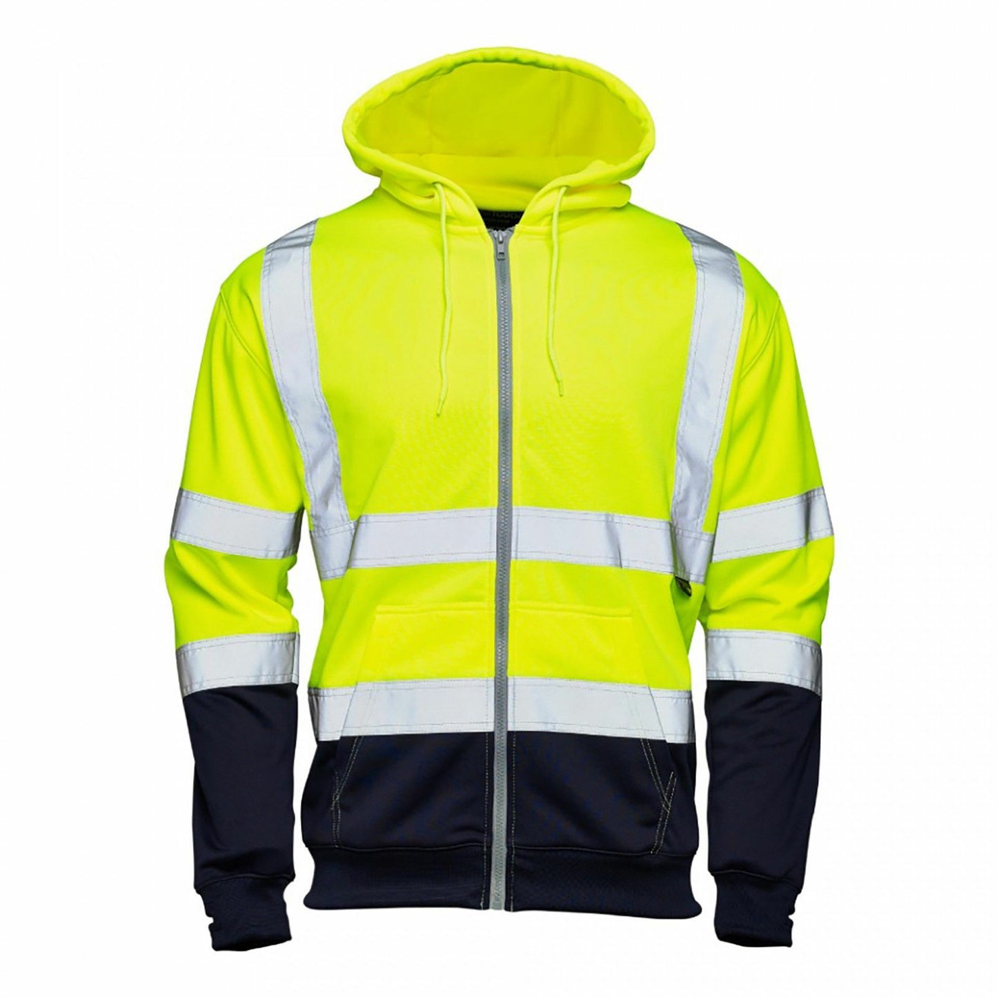 HI VIS VIZ 2 TONE HOODED SWEATSHIRT HOODIE REFLECTIVE WORK WEAR HOODY TOP JACKET