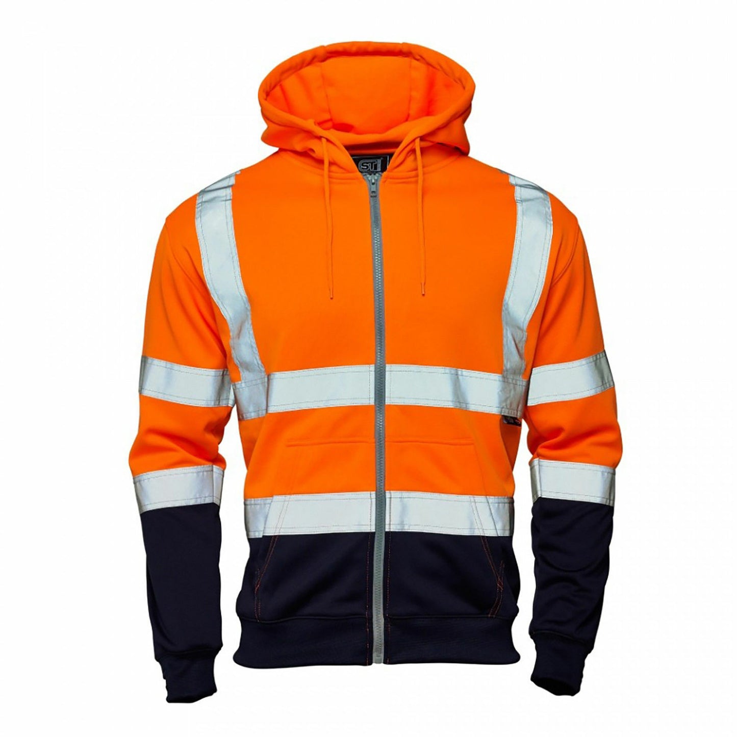 HI VIS VIZ 2 TONE HOODED SWEATSHIRT HOODIE REFLECTIVE WORK WEAR HOODY TOP JACKET