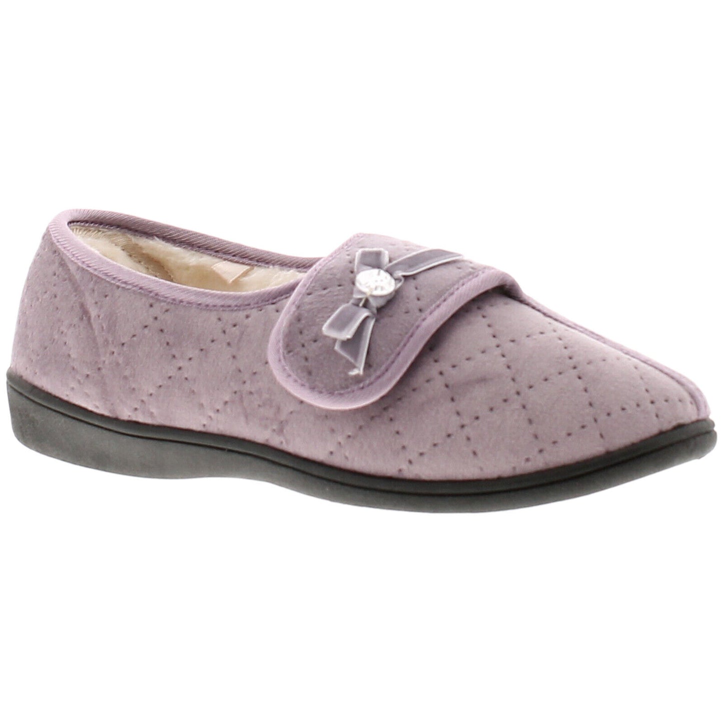 DR KELLER WOMENS SLIPPERS LADIES WIDE FIT CUSHIONED WARM ADJUSTABLE FLEECE SHOE