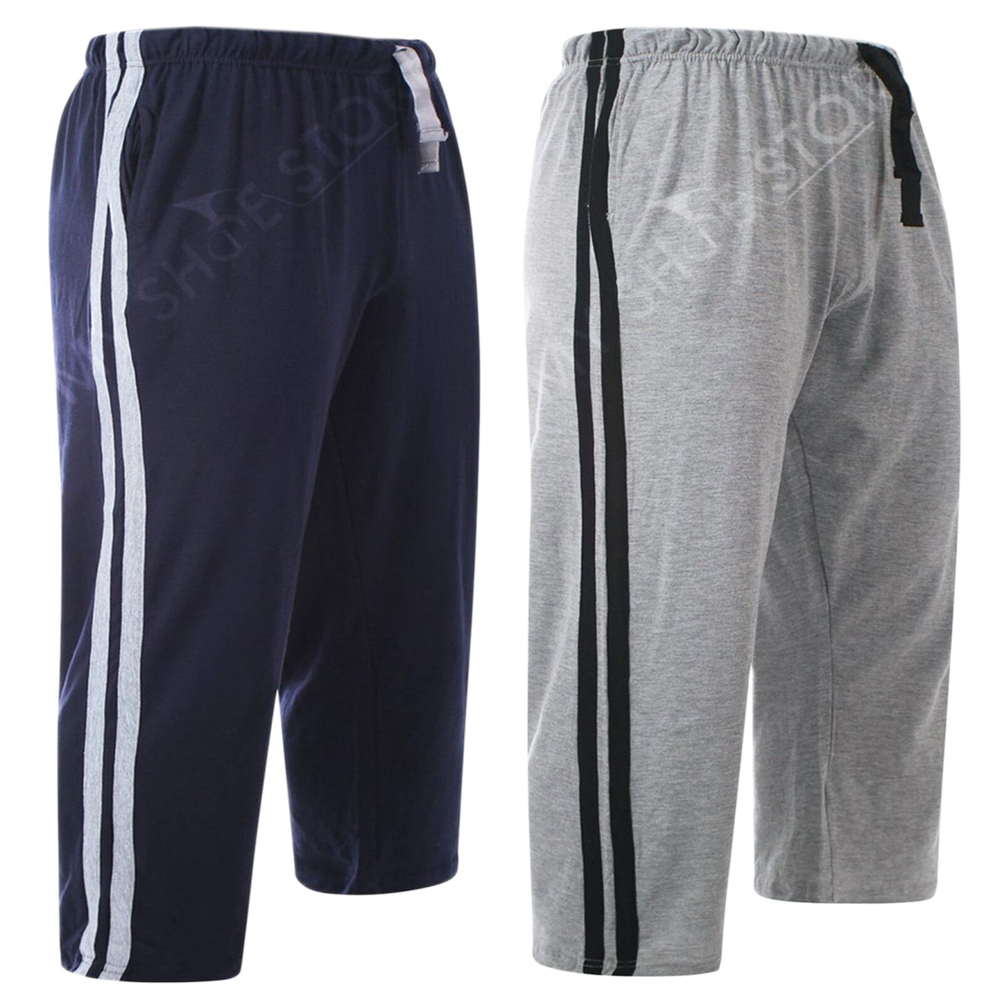 2 PACK MENS LOUNGE SHORTS COTTON PJ BOTTOMS DRAWSTRING WAIST CASUAL SLEEPWEAR NIGHTWEAR COMFY PYJAMAS HOMEWEAR SET
