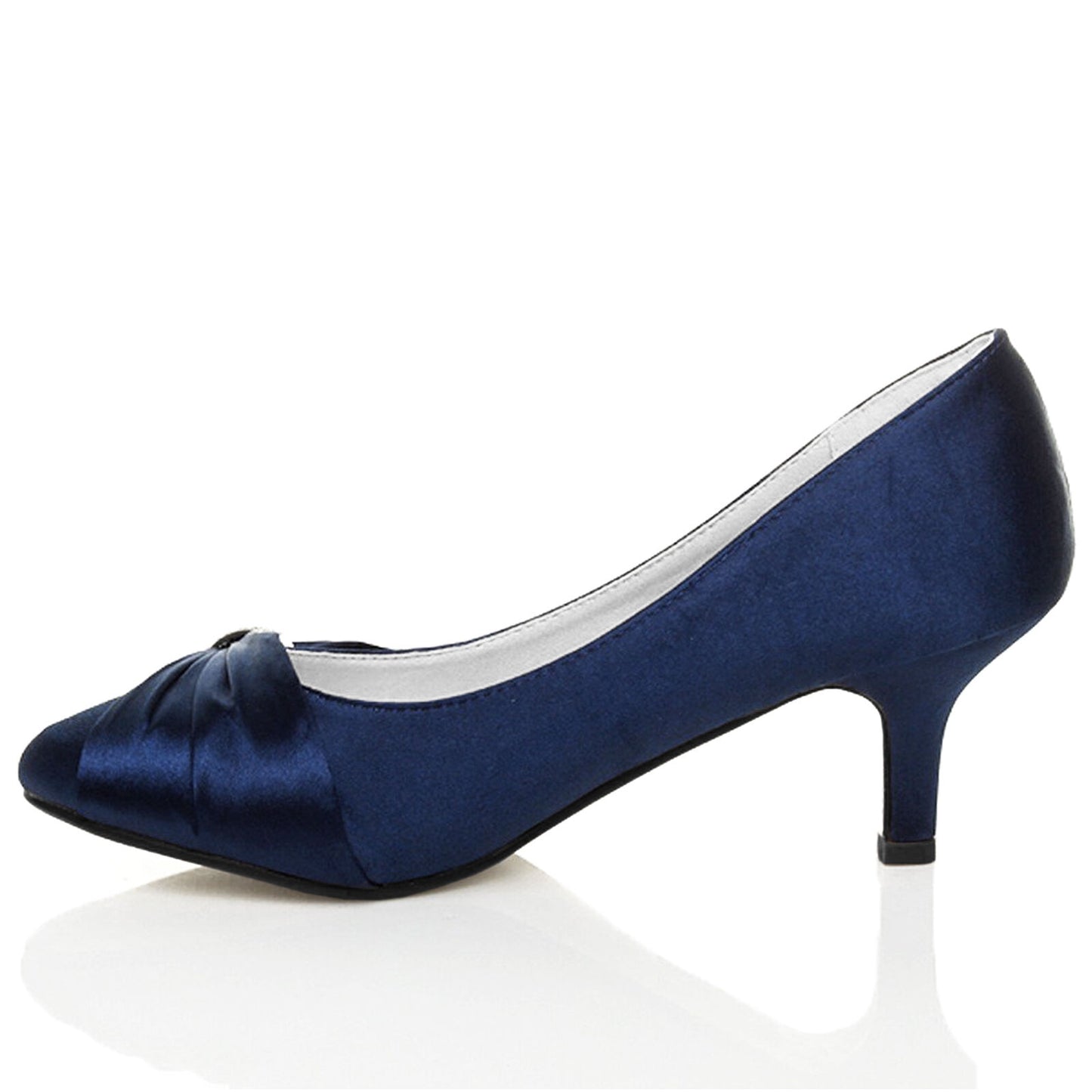 WOMENS SHOES BRIDAL LADIES WEDDING BRIDESMAID STILETTO LOW KITTEN MID SATIN HEEL