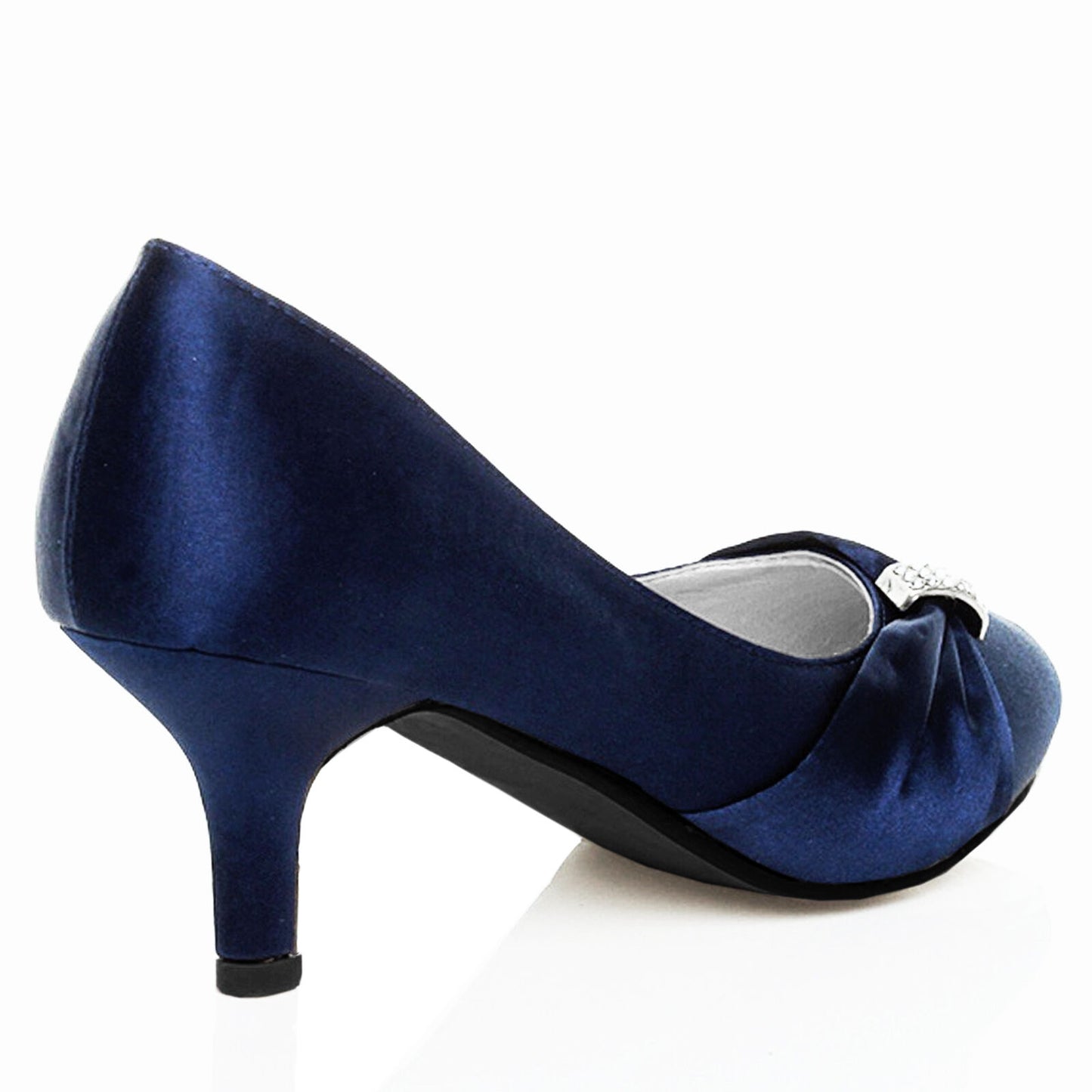 WOMENS SHOES BRIDAL LADIES WEDDING BRIDESMAID STILETTO LOW KITTEN MID SATIN HEEL