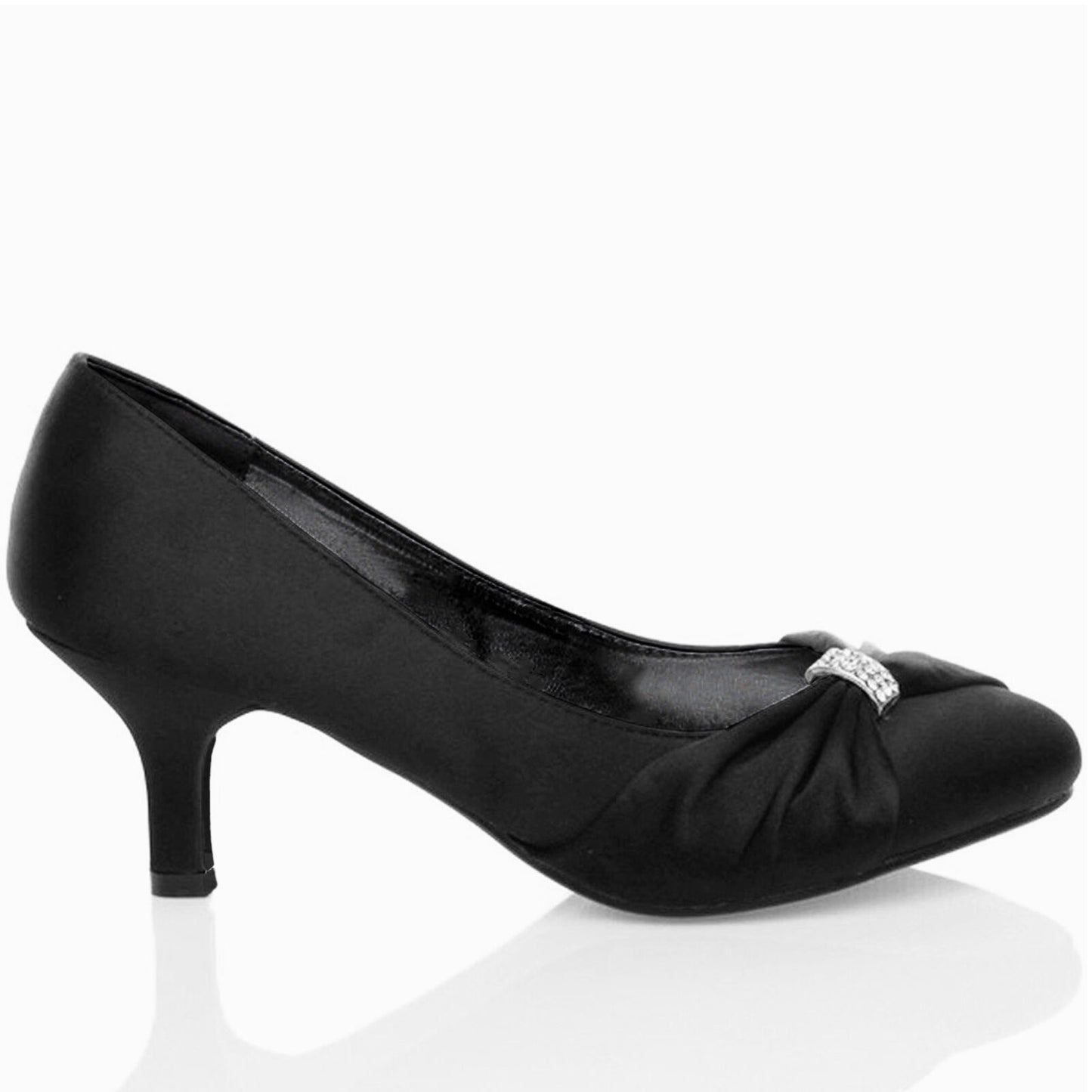 WOMENS SHOES BRIDAL LADIES WEDDING BRIDESMAID STILETTO LOW KITTEN MID SATIN HEEL