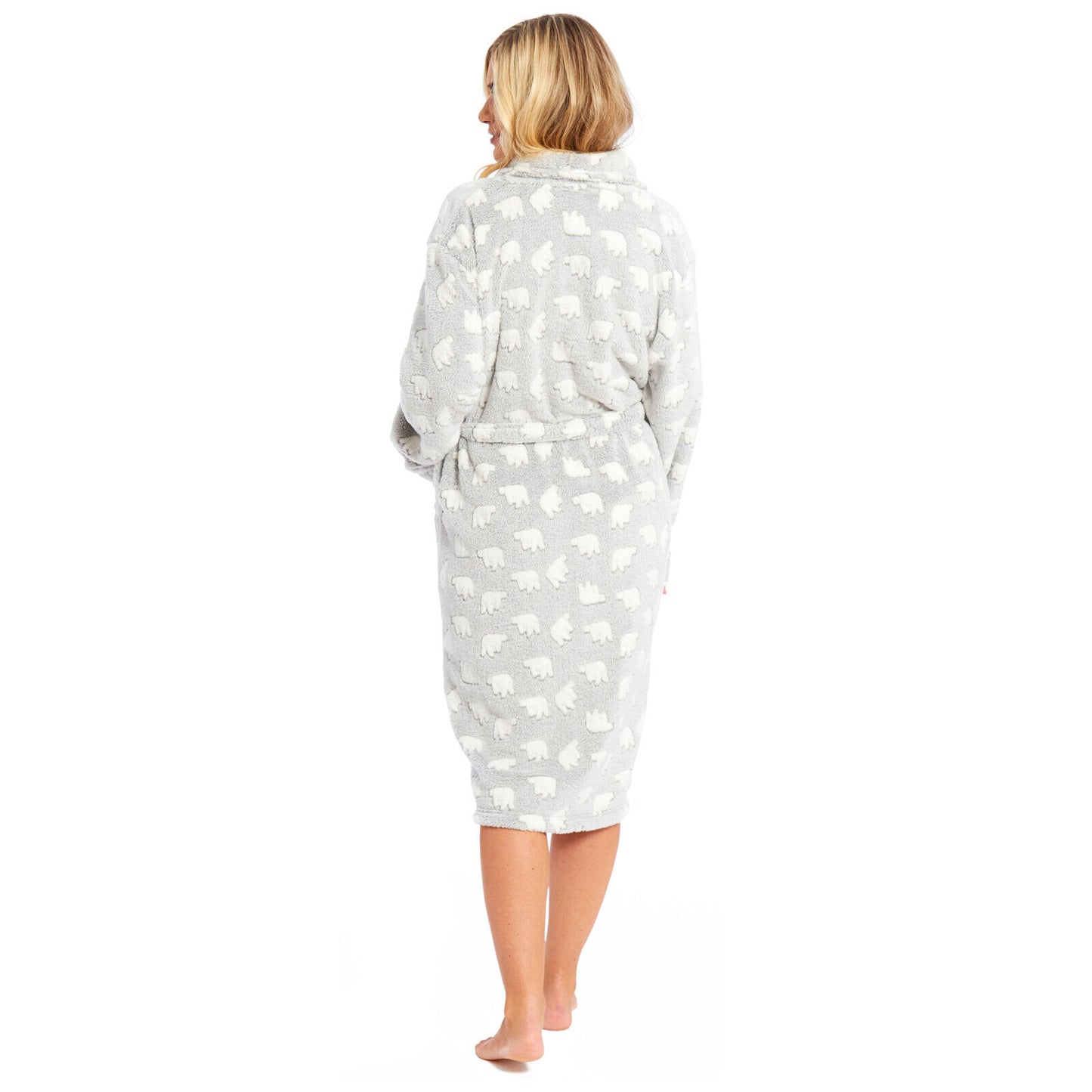 LADIES WOMENS DRESSING GOWN POLAR FLEECE ROBE WINTER PYJAMAS BATHROBE NIGHTWEAR PJS WARM COSY LOUNGE WEAR HOUSECOAT SLEEPWEAR