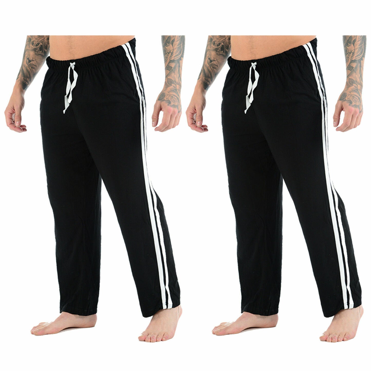 2 PACK PYJAMAS JOGGERS MENS LOUNGE WEAR PANTS TROUSERS NIGHTWEAR BOTTOMS STRIPED PJS