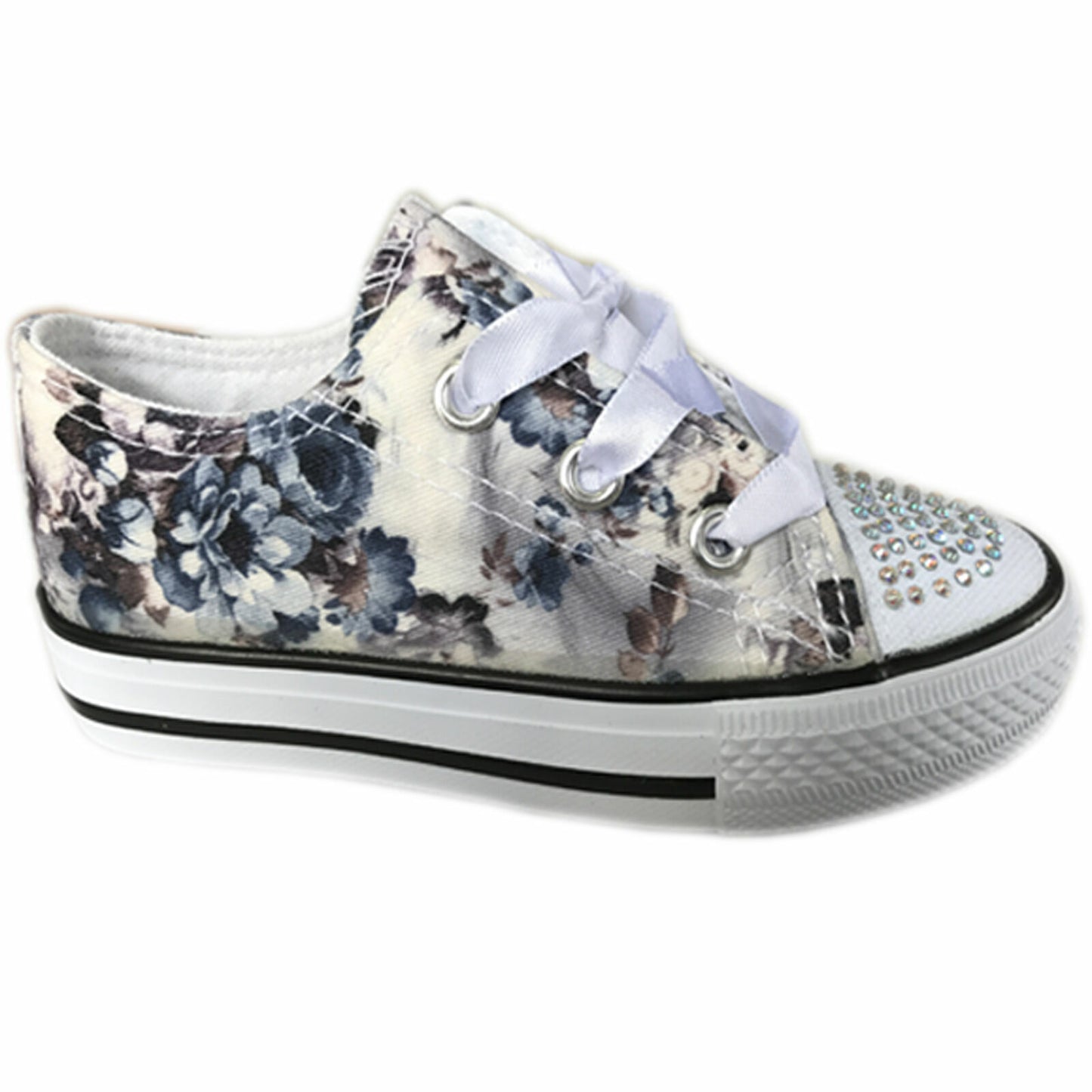 GIRLS CANVAS SHOES CHILDRENS DIAMANTE CASUAL PUMPS PLIMSOLLS SNEAKERS TRAINERS