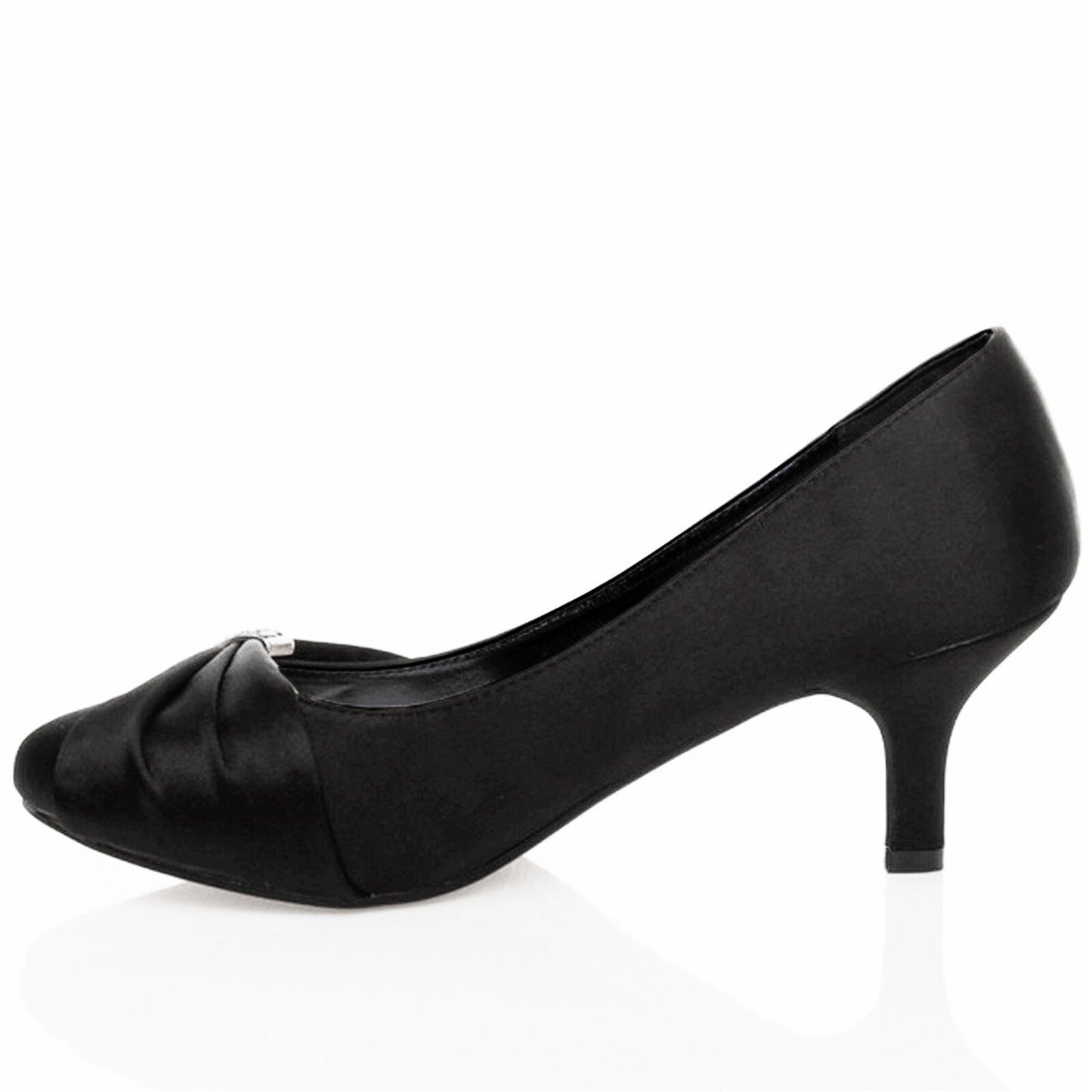 WOMENS SHOES BRIDAL LADIES WEDDING BRIDESMAID STILETTO LOW KITTEN MID SATIN HEEL