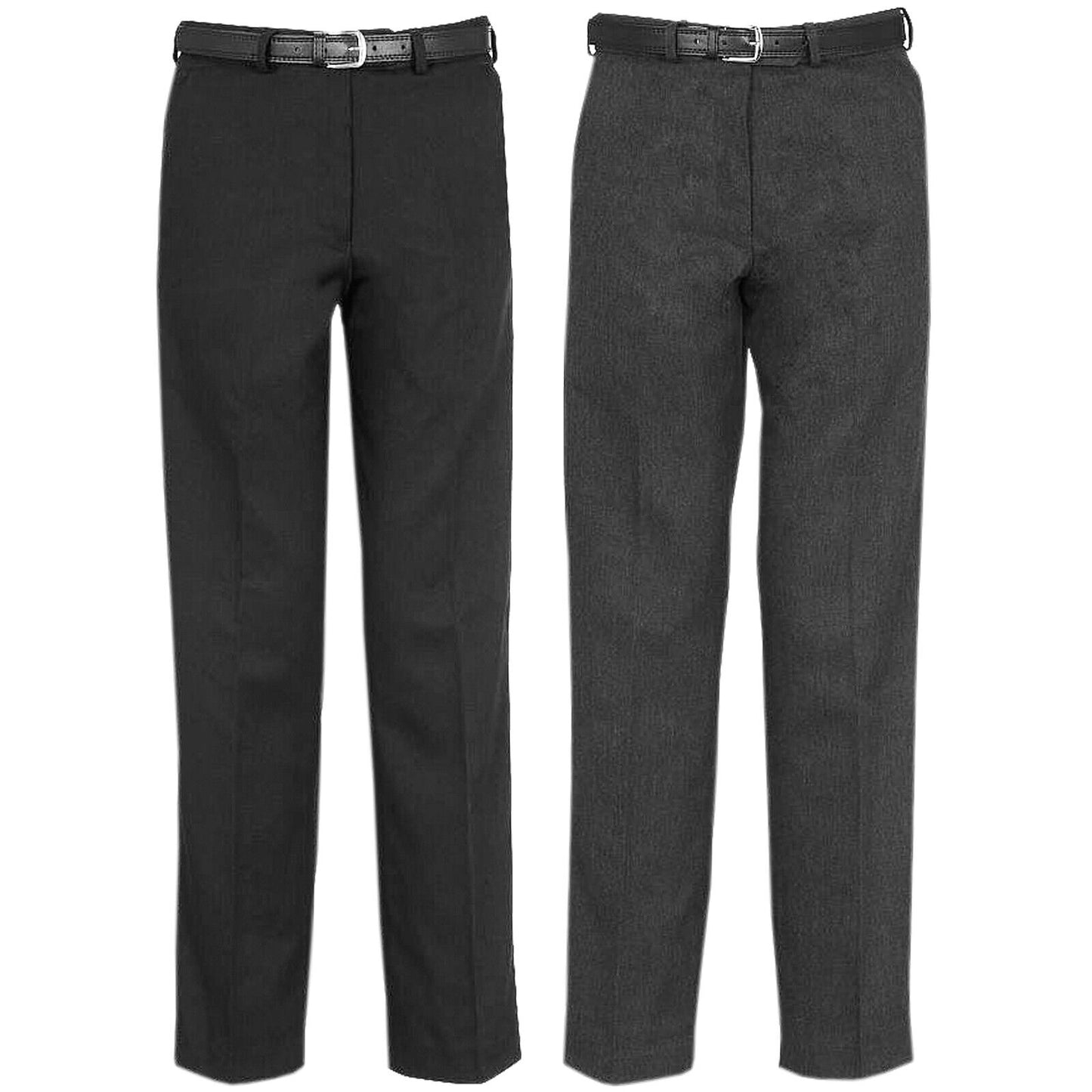 BOYS CHILDREN SCHOOL TROUSERS STURDY STOCKY WIDER FIT HALF ELASTICATED PANT SIZE-Boys' Wider Fit & Half Elastic Waist