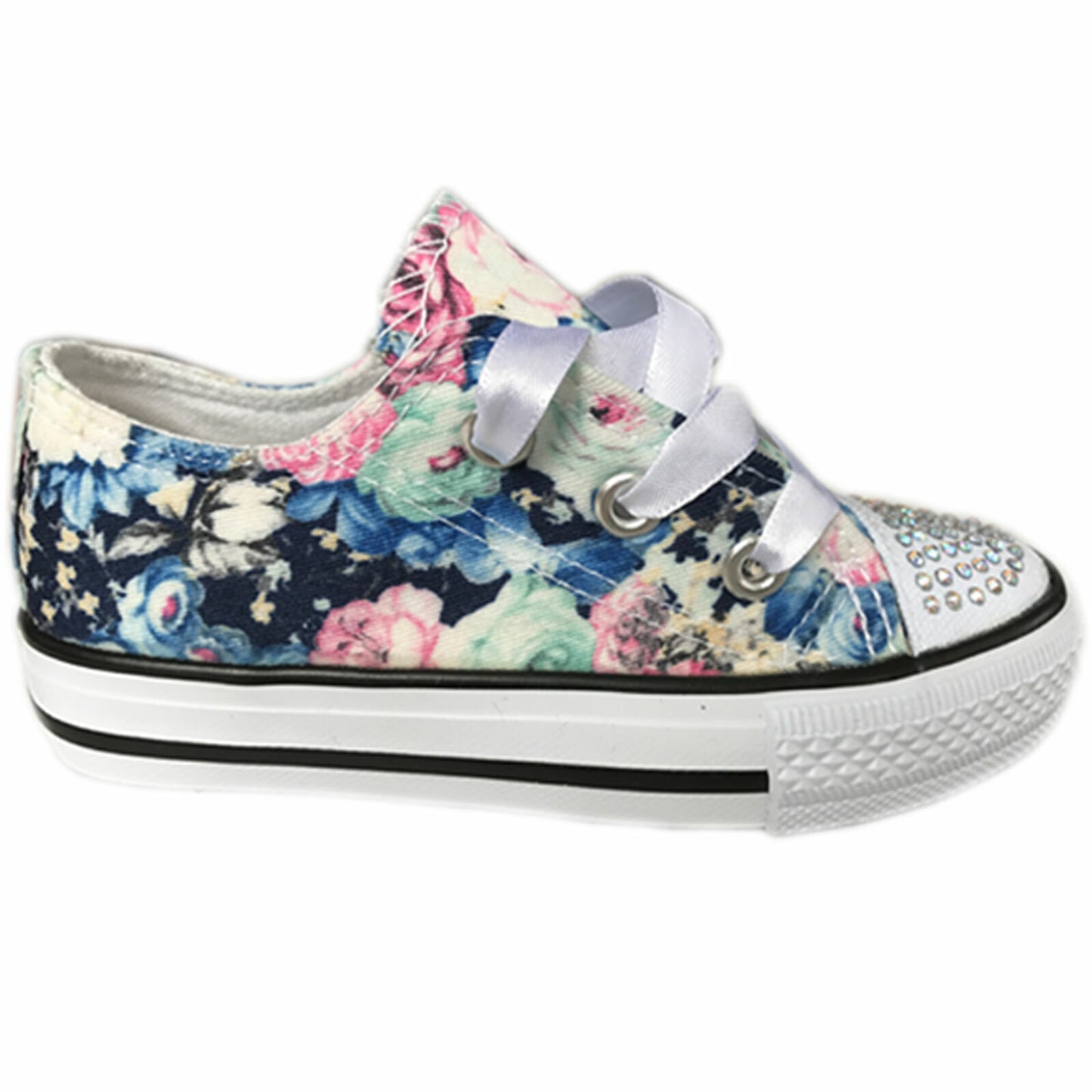 GIRLS CANVAS SHOES CHILDRENS DIAMANTE CASUAL PUMPS PLIMSOLLS SNEAKERS TRAINERS