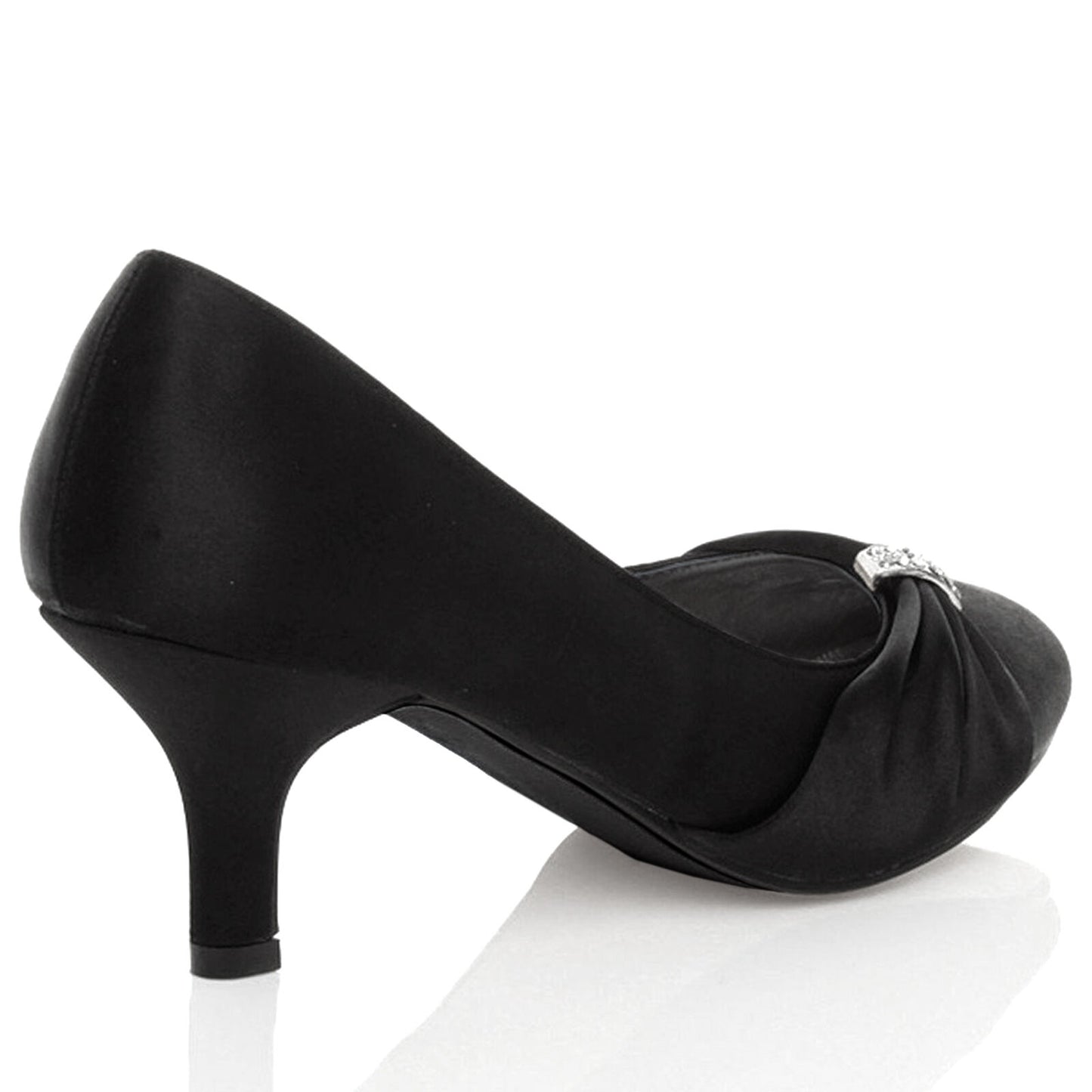 WOMENS SHOES BRIDAL LADIES WEDDING BRIDESMAID STILETTO LOW KITTEN MID SATIN HEEL