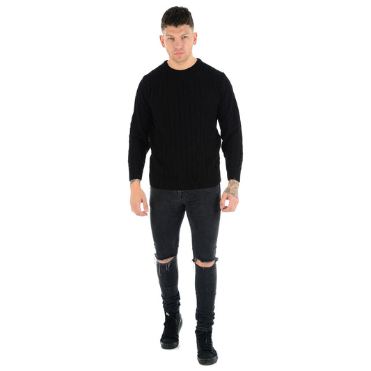 MENS CHUNKY CABLE KNIT JUMPER PLAIN PULLOVER THICK WARM WINTER KNITTED SWEATER Stylish & Warm Pullover Knit