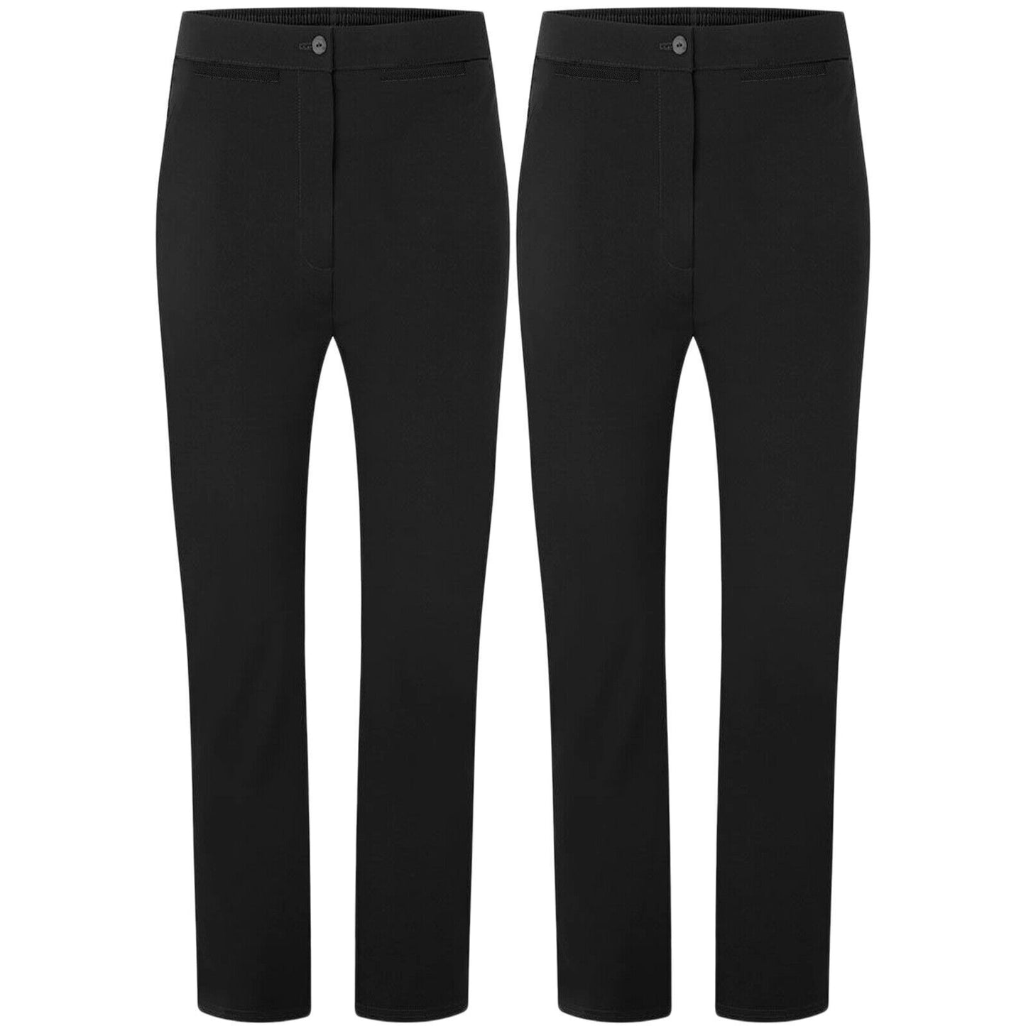 2 Pack Girls Half Elastic Pull Up School Sturdy Plus Fit Comfy Trousers Durable Uniform Pants-Girls School Pants in 2-Pack