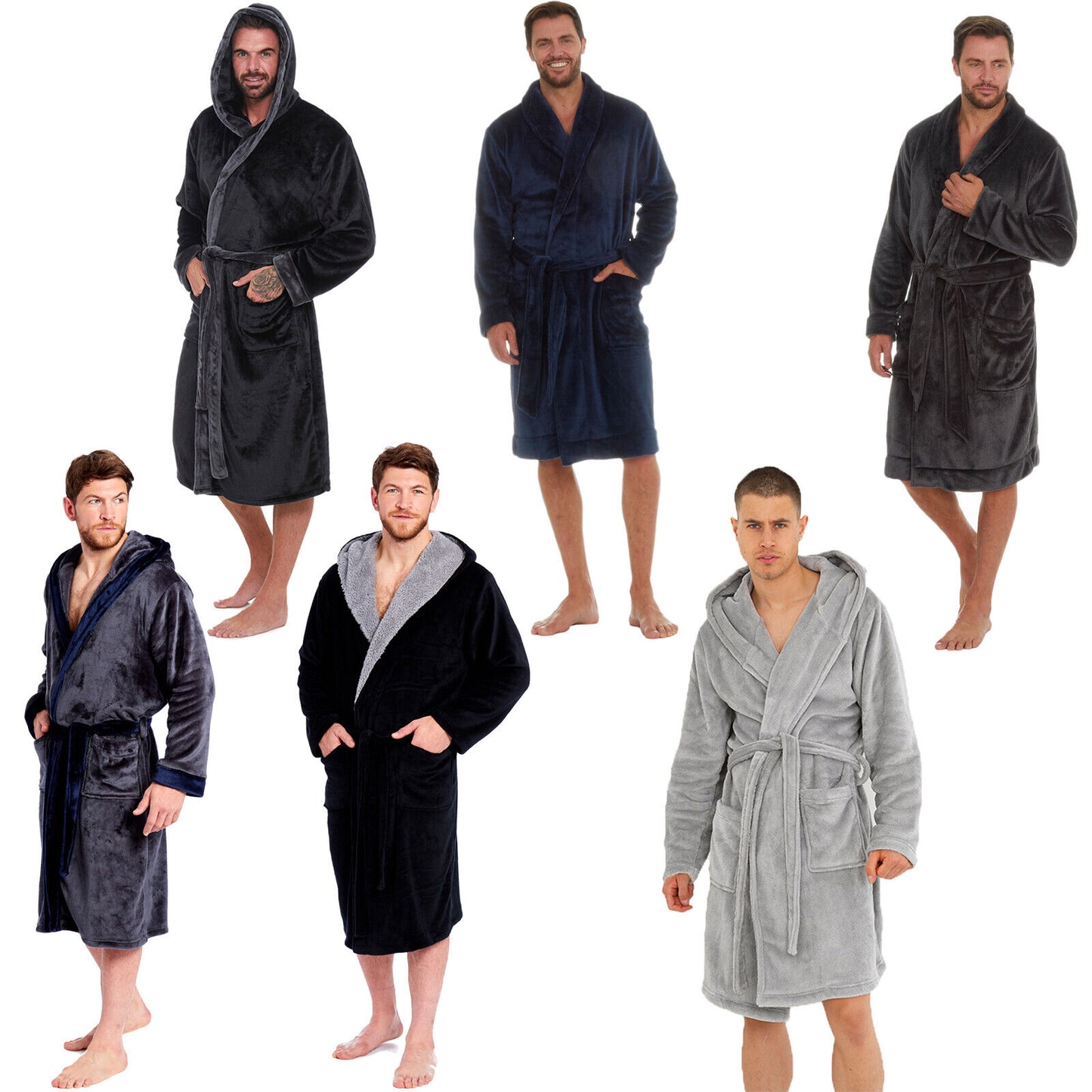 MENS SOFT CORAL POLAR FLEECE DRESSING GOWN BATH ROBE NIGHT LOUNGE WEAR BATHROBE