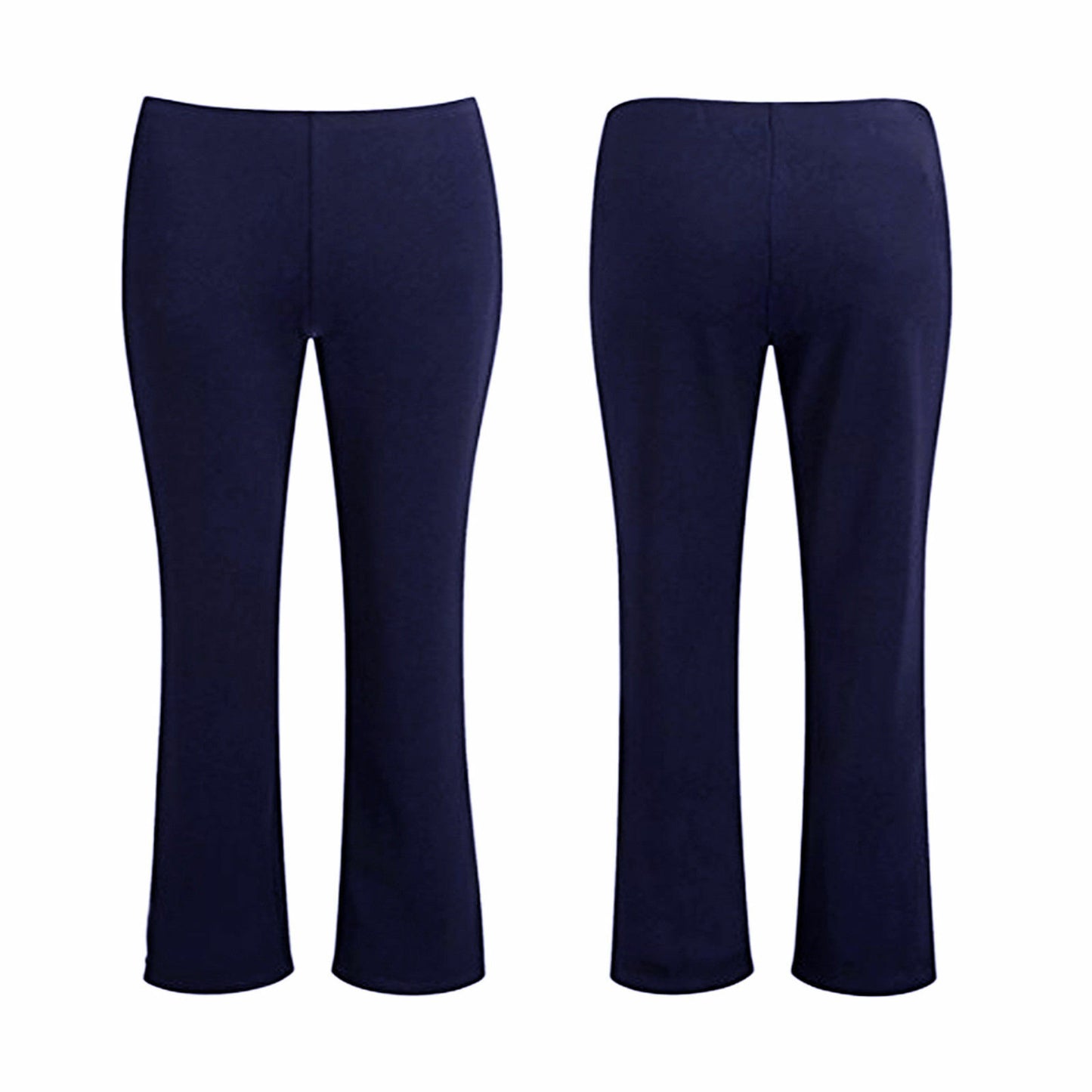 2 Pack Girls' Pull-Up School Trousers Finely Ribbed Pull On Navy School Trouser Elasticated Waist Stretch Pants Comfy Pants for Girls Sizes S-XL