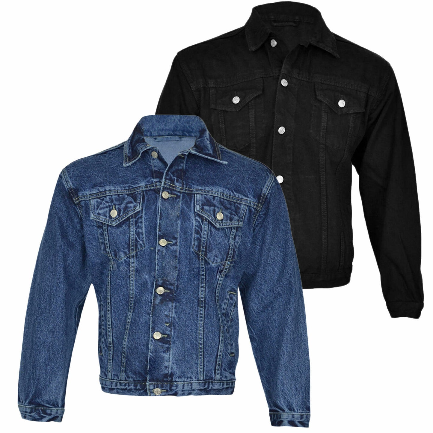 MENS DENIM JACKETS TRUCKER CLASSIC VINTAGE WORKWEAR WESTERN STONEWASH JEAN COAT