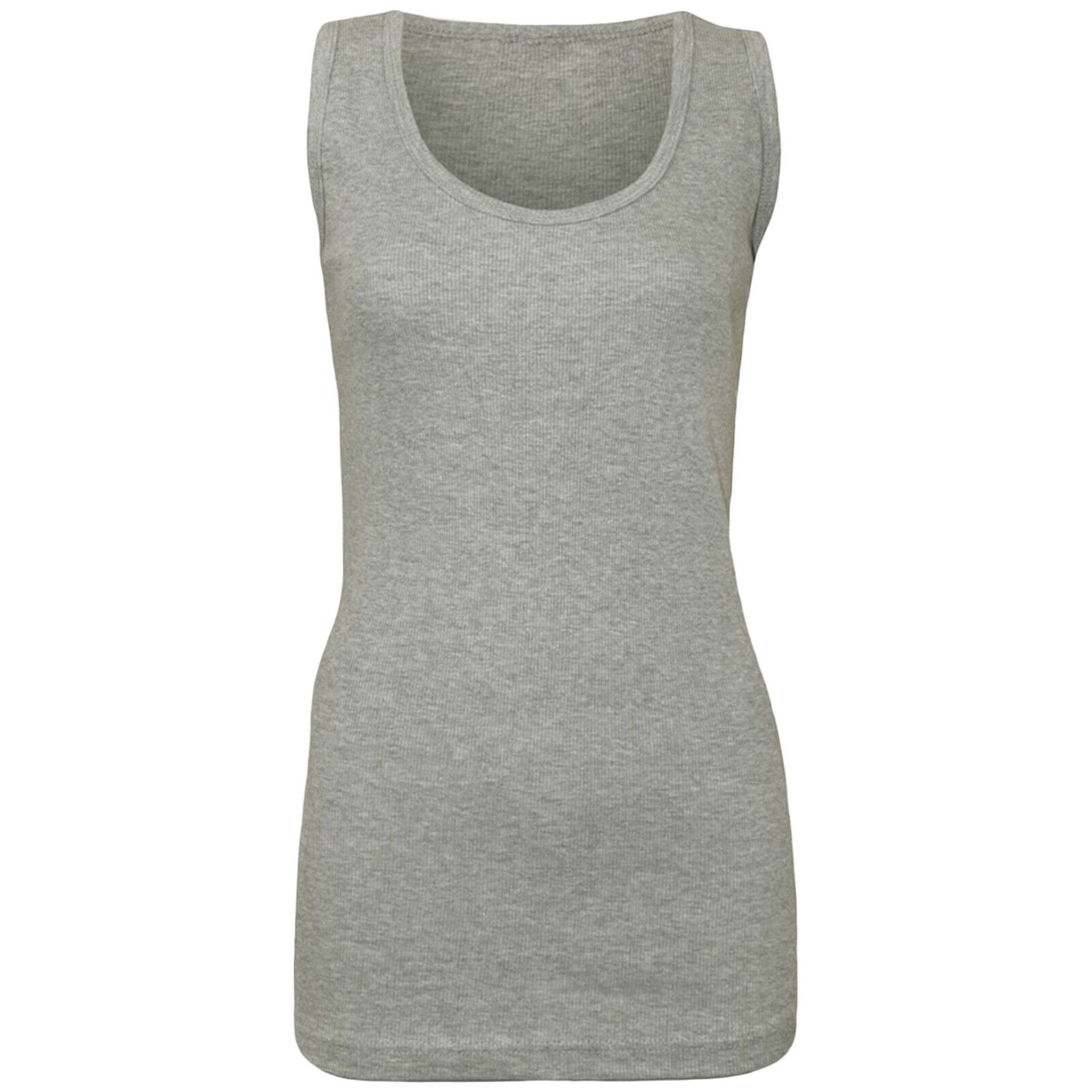 NEW LADIES WOMENS PLAIN SUMMER STRETCHY RIBBED CASUAL TOP T SHIRT MUSCLE VEST