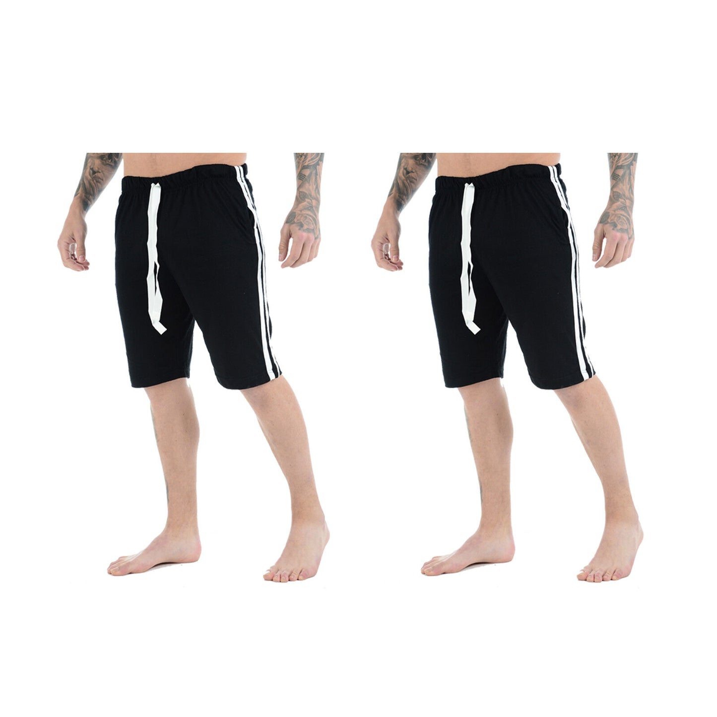 2 PACK MENS LOUNGE SHORTS COTTON PJ BOTTOMS DRAWSTRING WAIST CASUAL SLEEPWEAR NIGHTWEAR COMFY PYJAMAS HOMEWEAR SET