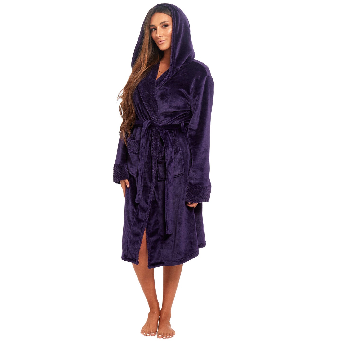 LADIES WOMENS CORAL POLAR FLEECE DRESSING GOWN BATH ROBE NIGHT WEAR HOUSE COAT Super-Soft Comfort for Relaxation