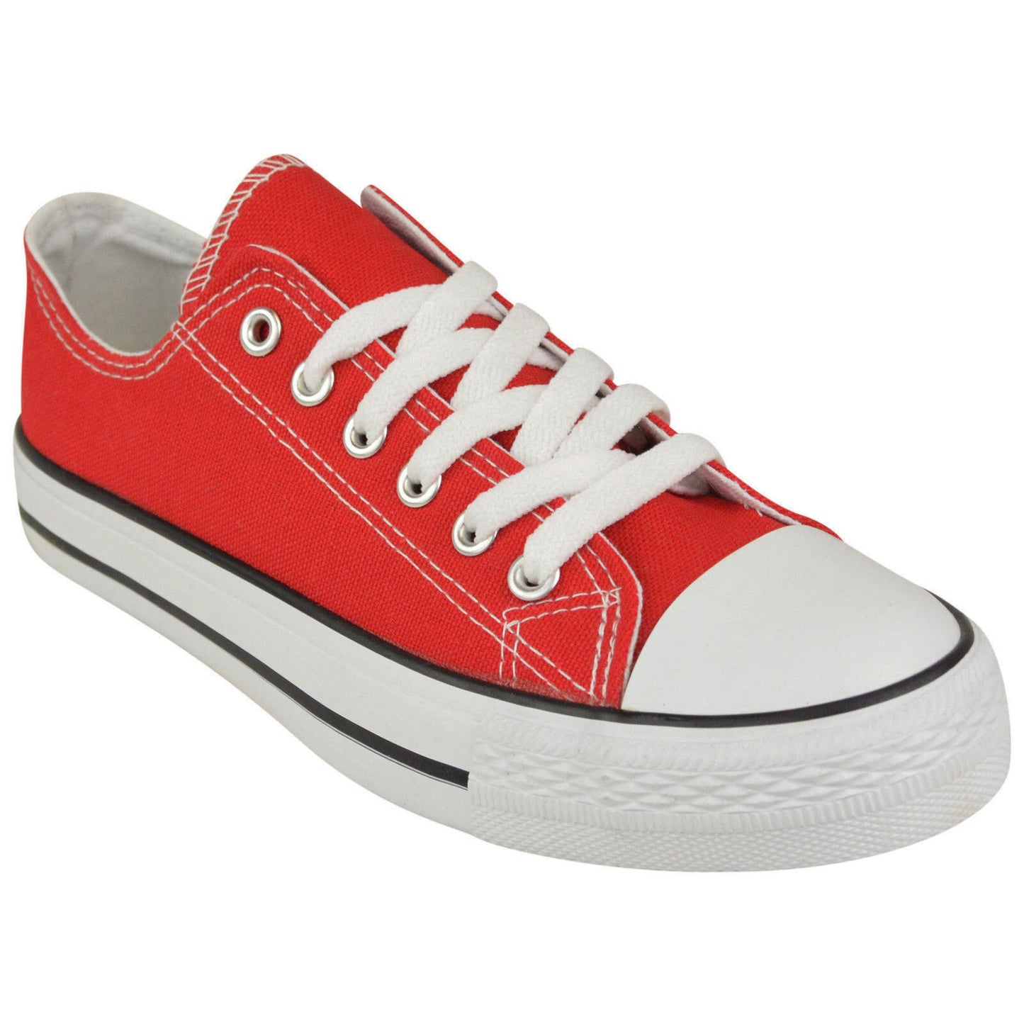 WOMENS CANVAS SHOES LADIES LACE UP PLIMSOLLS PUMPS SNEAKERS TRAINERS SKATERS Lace-Up Sneakers