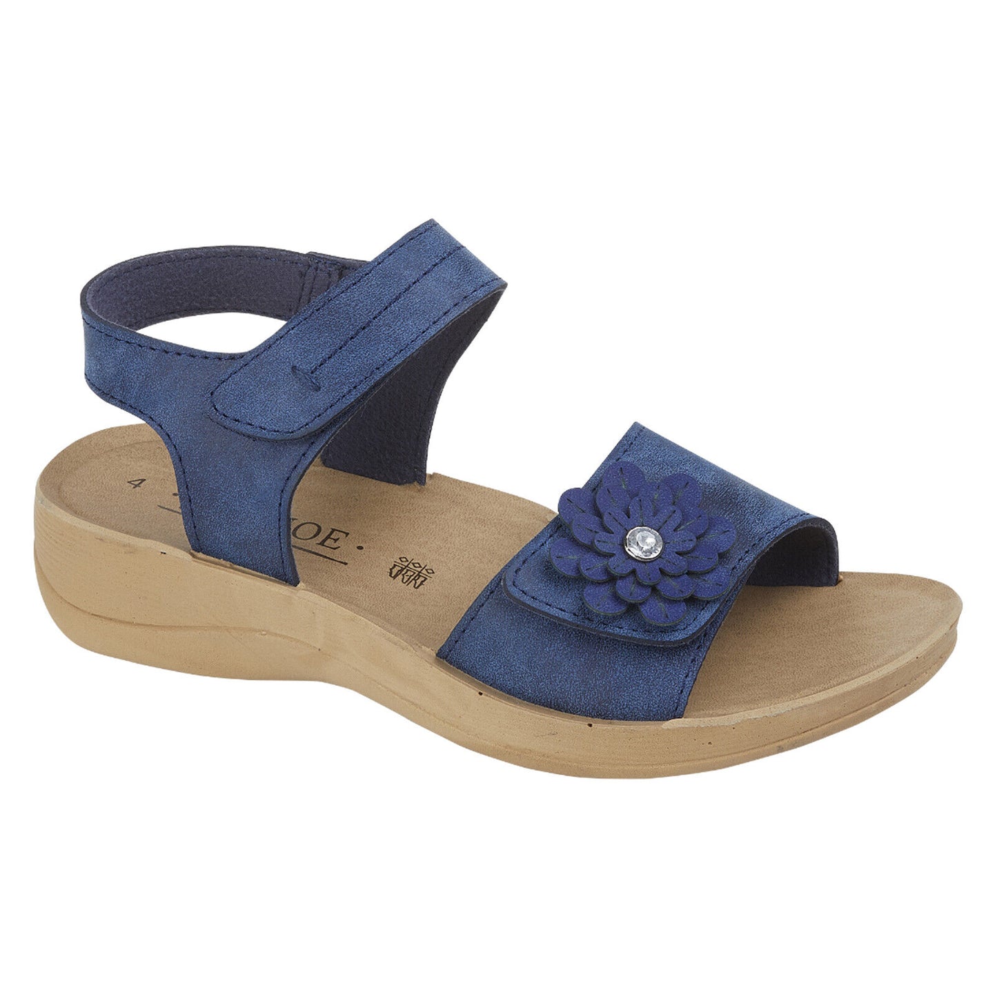 WOMENS LADIES SANDALS TOUCH FASTENING SUMMER DIAMANTE ANKLE STRAP CASUAL SHOES  | Summer Sparkle & Comfort