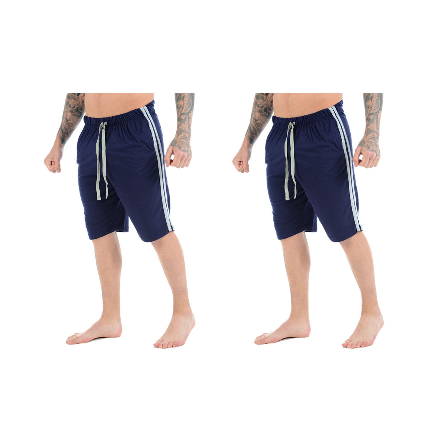 2 PACK MENS LOUNGE SHORTS COTTON PJ BOTTOMS DRAWSTRING WAIST CASUAL SLEEPWEAR NIGHTWEAR COMFY PYJAMAS HOMEWEAR SET