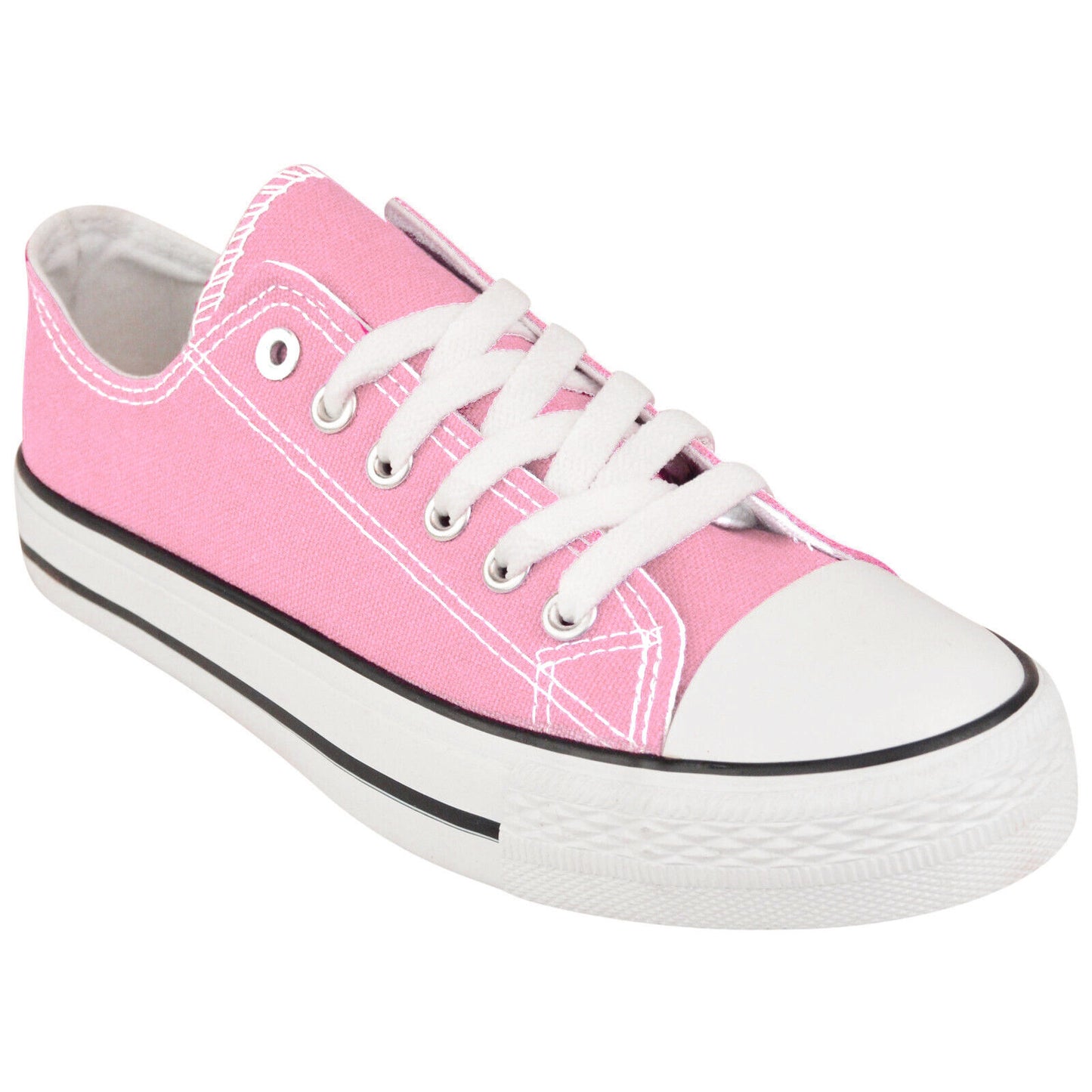 WOMENS CANVAS SHOES LADIES LACE UP PLIMSOLLS PUMPS SNEAKERS TRAINERS SKATERS Lace-Up Sneakers