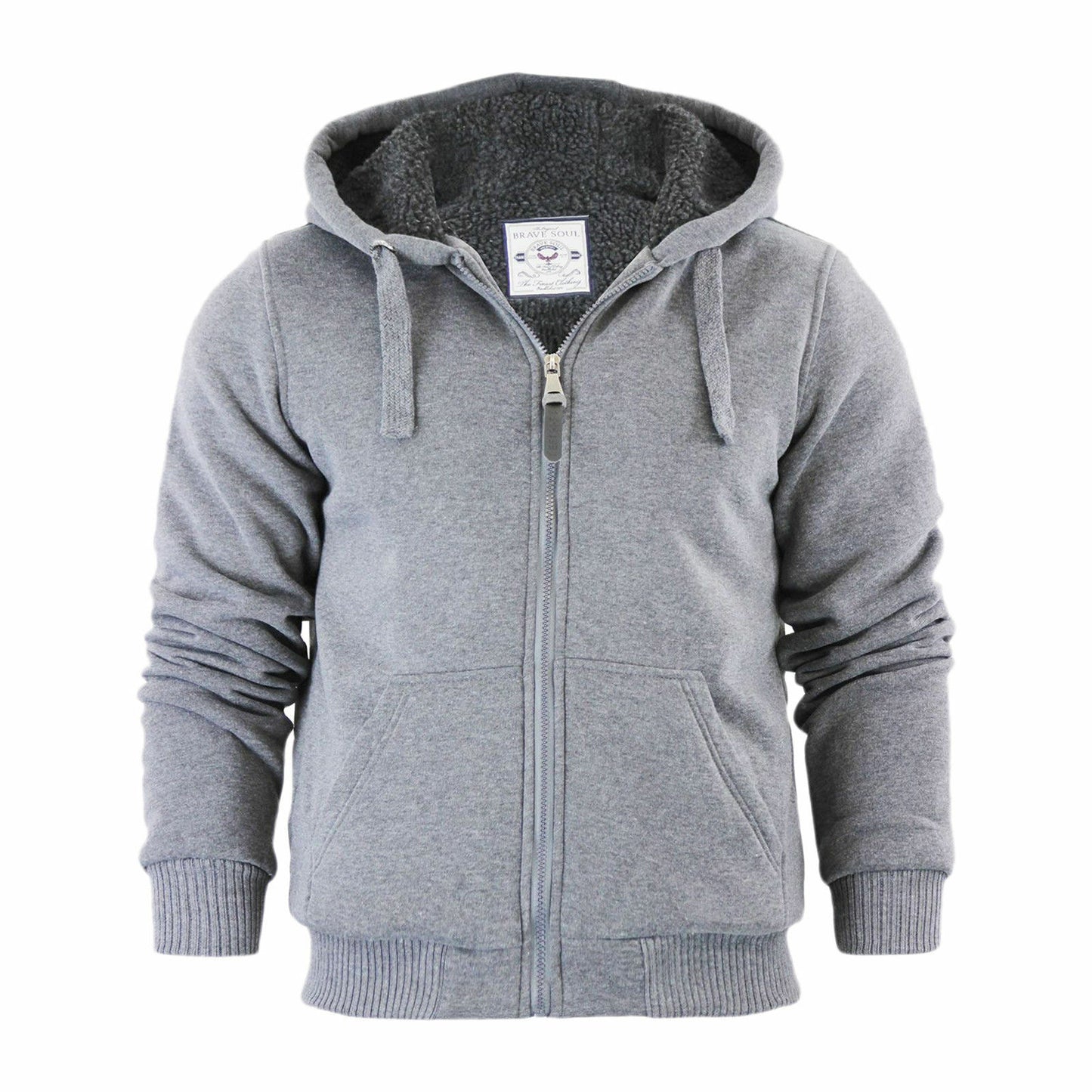 BRAVE SOUL BOYS HOODY KIDS HOODIE SHERPA FLEECE LINING HOODED POLYESTER JACKET ZIP UP SWEAT SHIRT