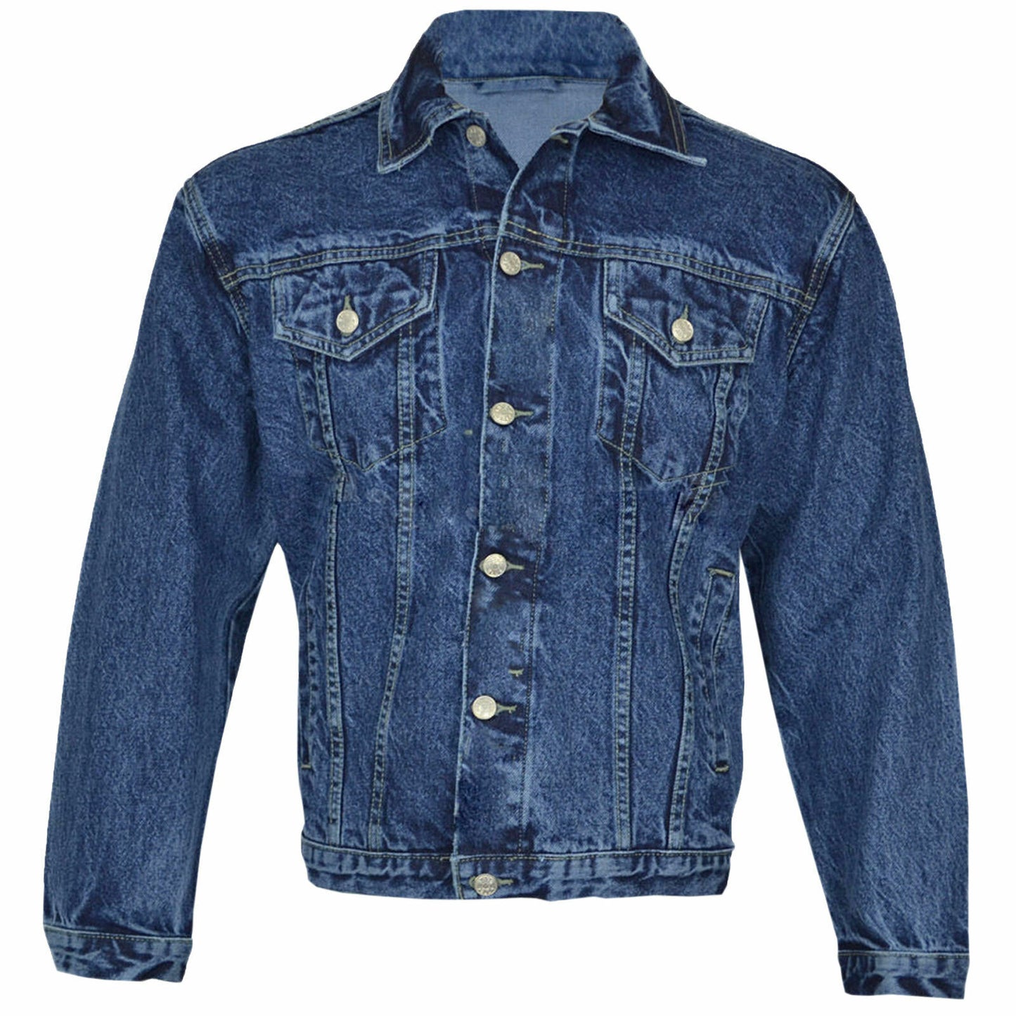 MENS DENIM JACKETS TRUCKER CLASSIC VINTAGE WORKWEAR WESTERN STONEWASH JEAN COAT