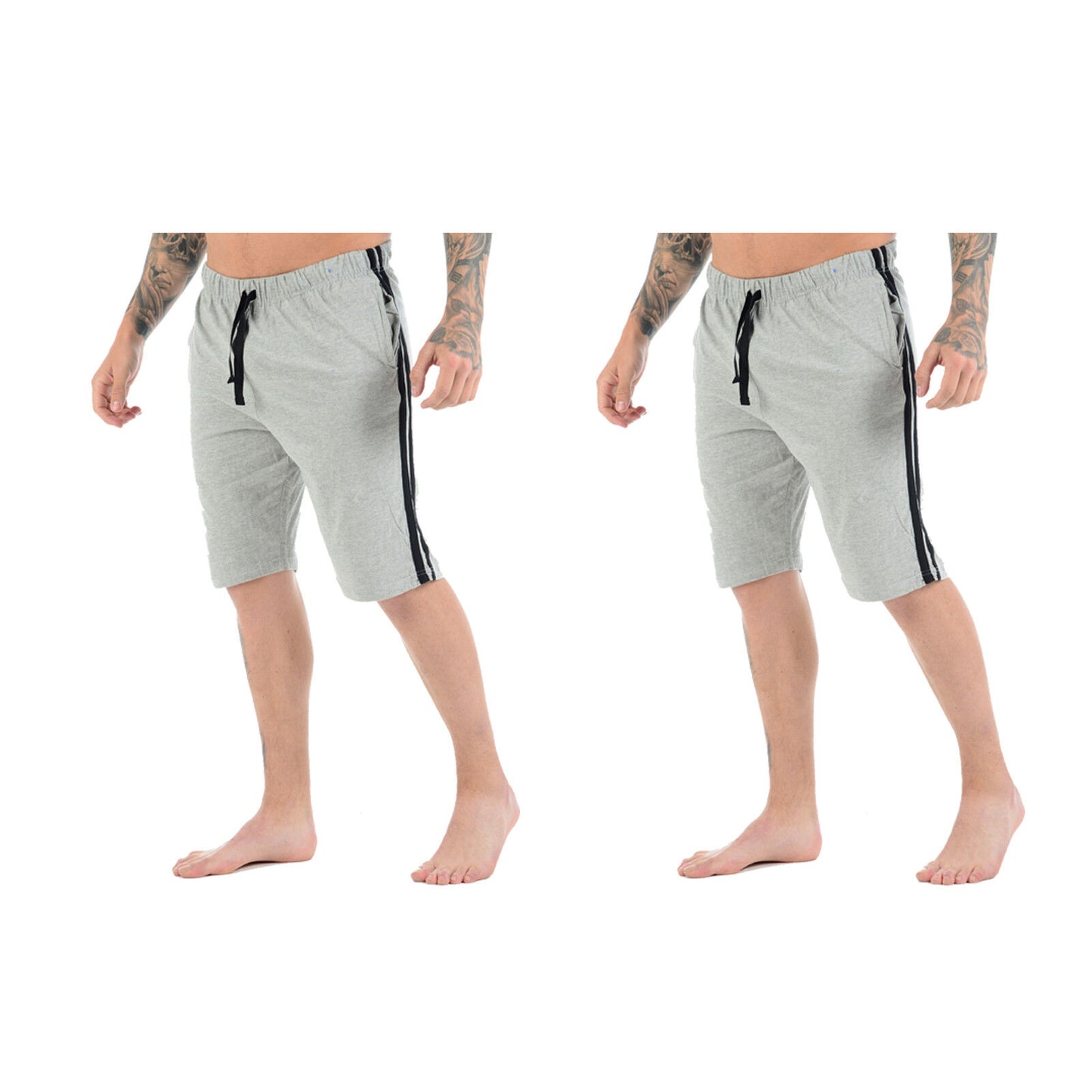 2 PACK MENS LOUNGE SHORTS COTTON PJ BOTTOMS DRAWSTRING WAIST CASUAL SLEEPWEAR NIGHTWEAR COMFY PYJAMAS HOMEWEAR SET